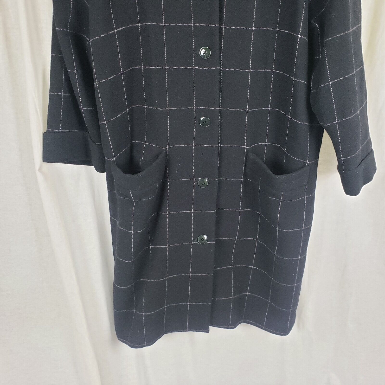 Vintage Vintage Wool Black Pink Plaid Peacoat Trench Coat Womens XL Size XL / US 12-14 / IT 48-50 - 3 Thumbnail