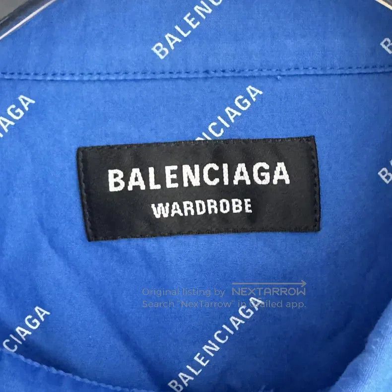 Balenciaga Balenciaga Blue Barrage Fully Printed Logo Short-Sleeve Sh Size US XXS / EU 40 - 4 Thumbnail
