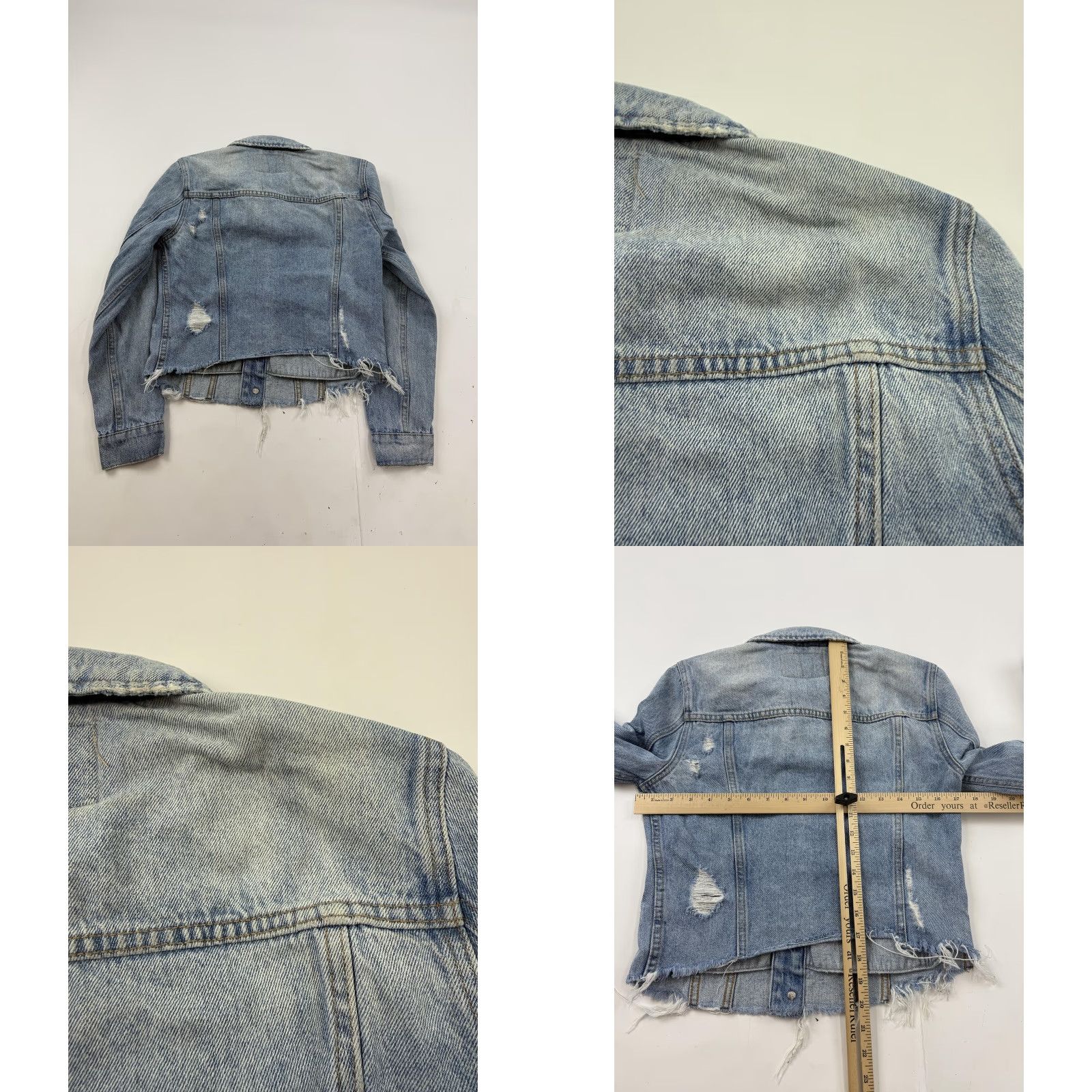 Vintage BLANKNYC Denim Jacket Womens Small Blue Distressed Raw Hem Cropped Button Front Size S / US 4 / IT 40 - 8 Thumbnail