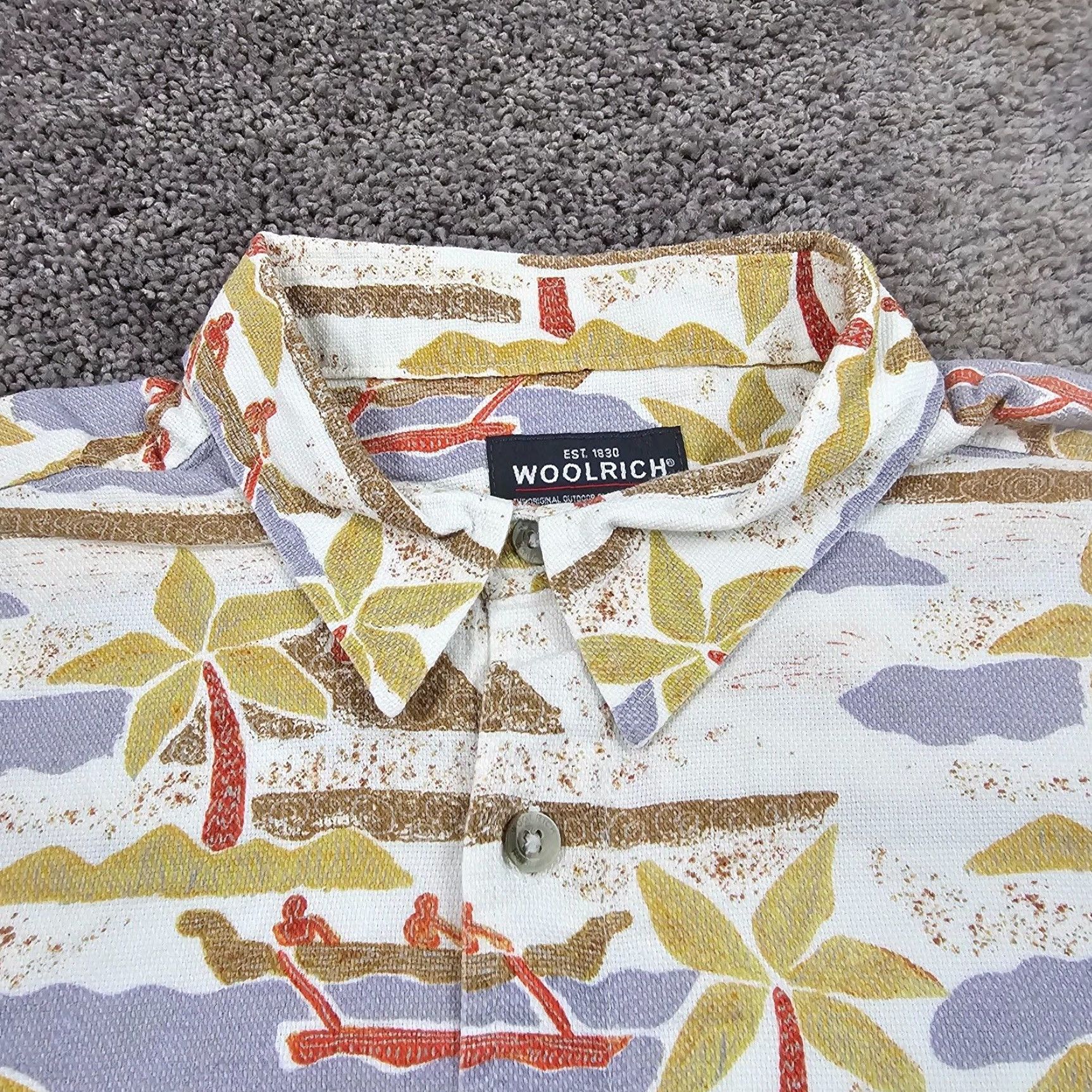 Vintage VINTAGE Woolrich Shirt Mens L Hawaiian Birch Tropical Canoe Short Sleeve Floral Pockets 60s-70s Mens Size US L / EU 52-54 / 3 - 5 Thumbnail
