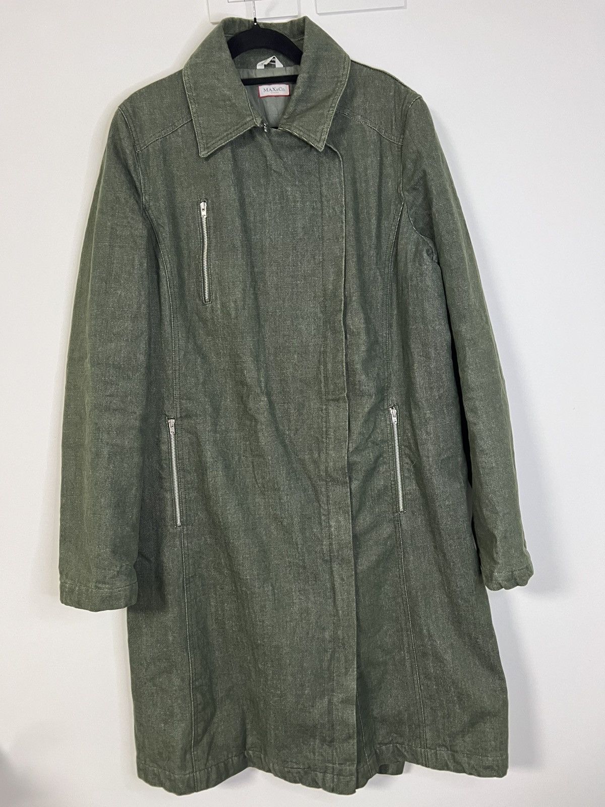MAX&Co. Max & co long coat green white L cotton Size L / US 10 / IT 46 - 1 Thumbnail
