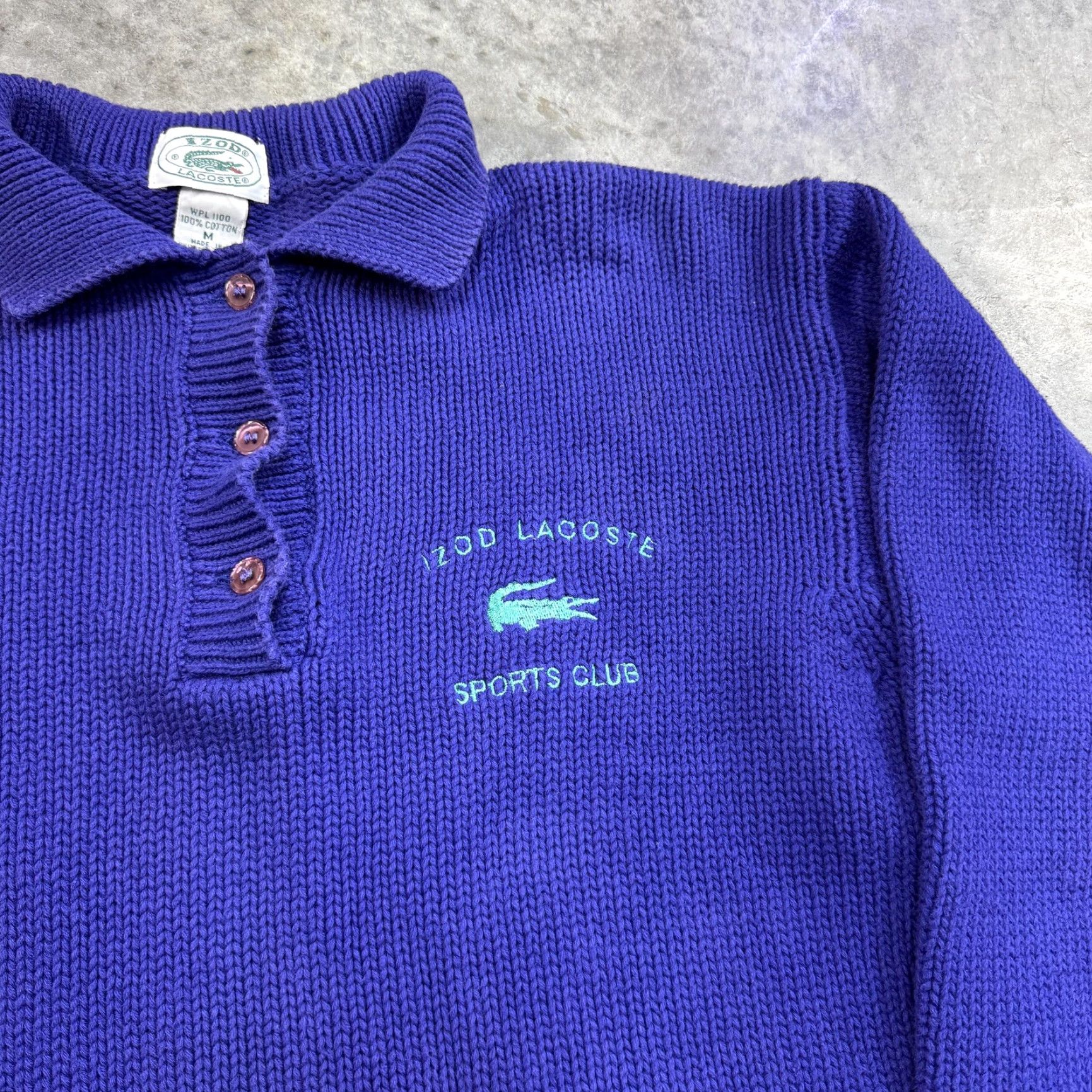 Izod VINTAGE Izod Lacoste Sweater Mens M Knit Pullover Collared Purple Solid 90s Sports Club Mens Size US M / EU 48-50 / 2 - 3 Thumbnail