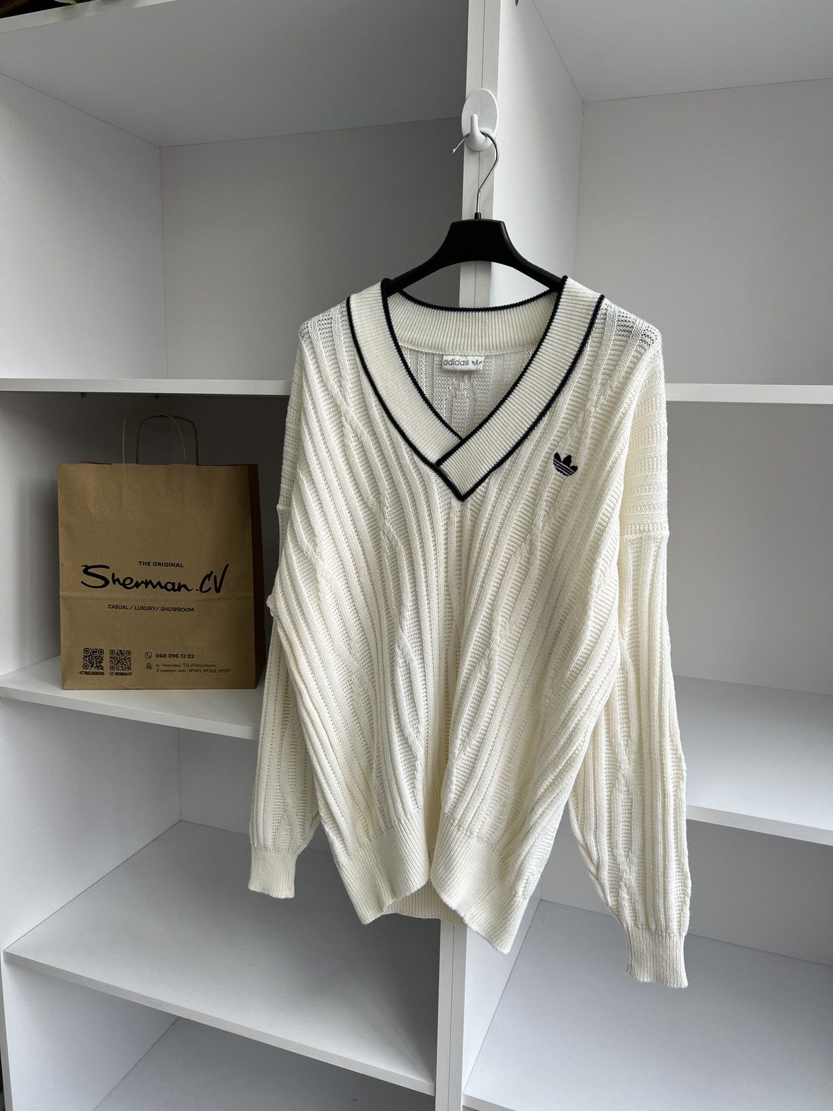 Adidas × Vintage Vintage Adidas Knitted Wool 90s Sweater Size US L / EU 52-54 / 3 - 3 Thumbnail