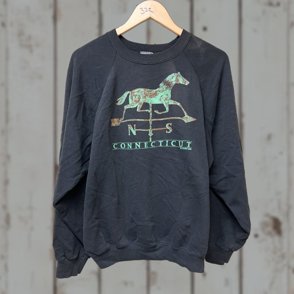 Hanes VINTAGE Hanes Sweatshirt XL Black 80s Weathervane Crewneck USA Unisex Adults Pullover Cotton Blend Size US XL / EU 56 / 4 - 1 Thumbnail