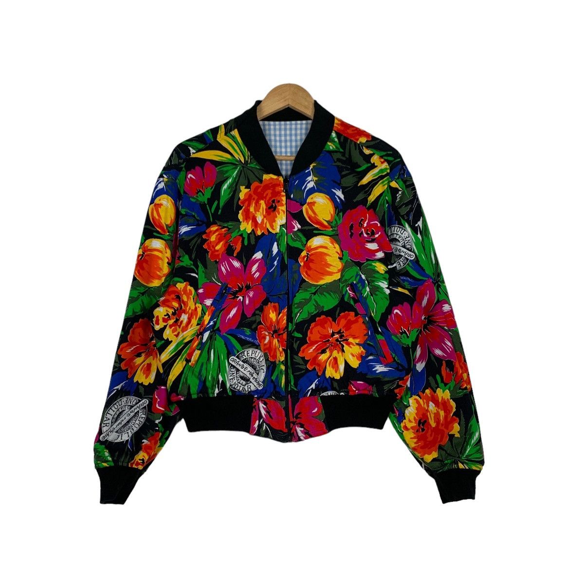 Vintage WORKS CLUB LOUNGE Florals Reversible Bomber Jacket #1137-C52 Size US S / EU 44-46 / 1 - 1 Thumbnail