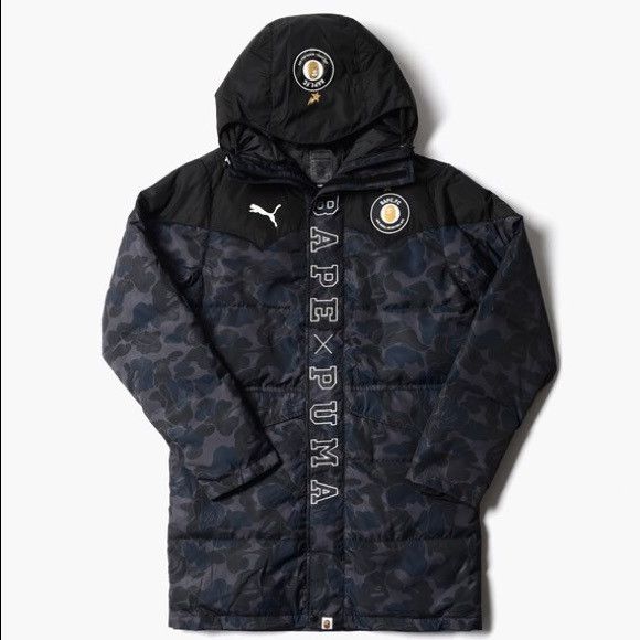 Bape x Puma ABC Camo Long Down Puffer Jacket