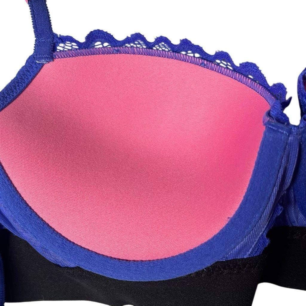 Victoria's Secret NWT Victoria’s Secret PINK Blue Floral Lace Push Up Bra 34C Size ONE SIZE - 6 Thumbnail