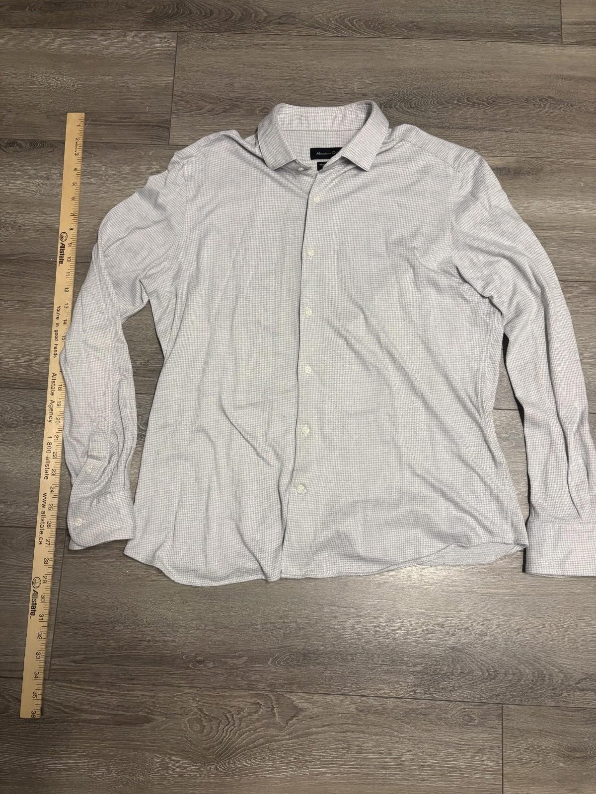Massimo Dutti MASSIMO DUTTI Mens Shirt XL Gray Houndstooth Cotton Size US XL / EU 56 / 4 - 7 Thumbnail