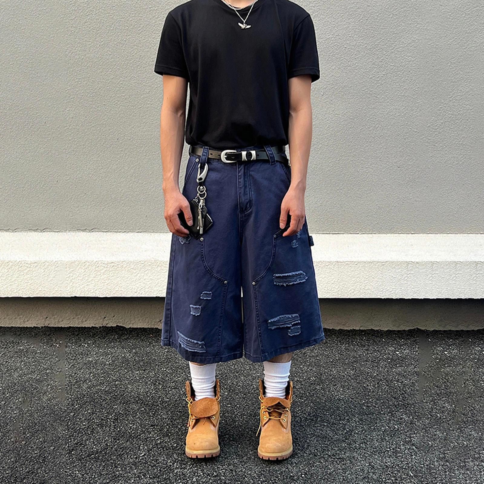 Jean × Vintage Trendy Distressed Denim Culottes - Stylish Casual Wear Size US 32 / EU 48 - 5 Thumbnail