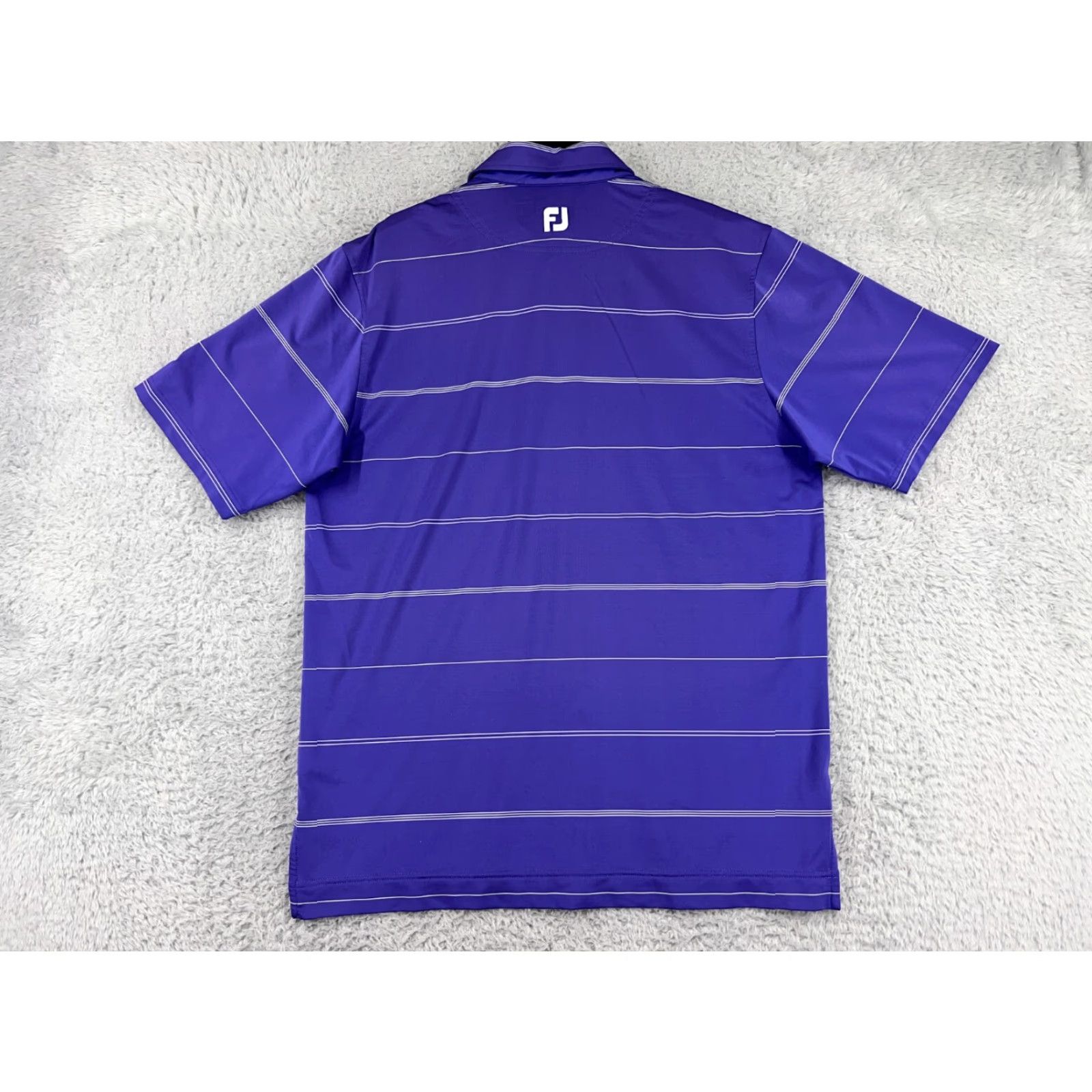 Footjoy FootJoy Polo Shirt Mens M Purple Striped 100% Polyester Regular Short Sleeve Golf Logo Size US M / EU 48-50 / 2 - 2 Thumbnail