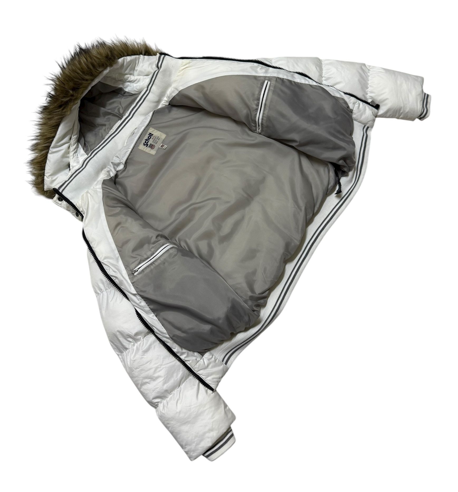 Schott Schott Puffer Down Shearling Hoodie Bomber Jacket Size US M / EU 48-50 / 2 - 12 Thumbnail