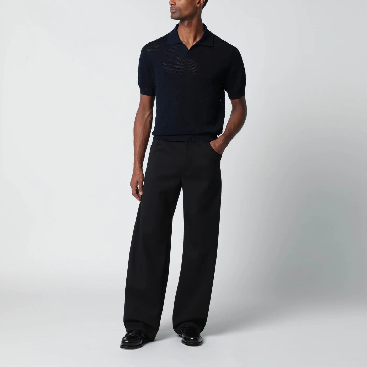 Lardini o1d2blof0526 Linen Trouser Pants in Black Size US 38 / EU 54 - 2 Thumbnail