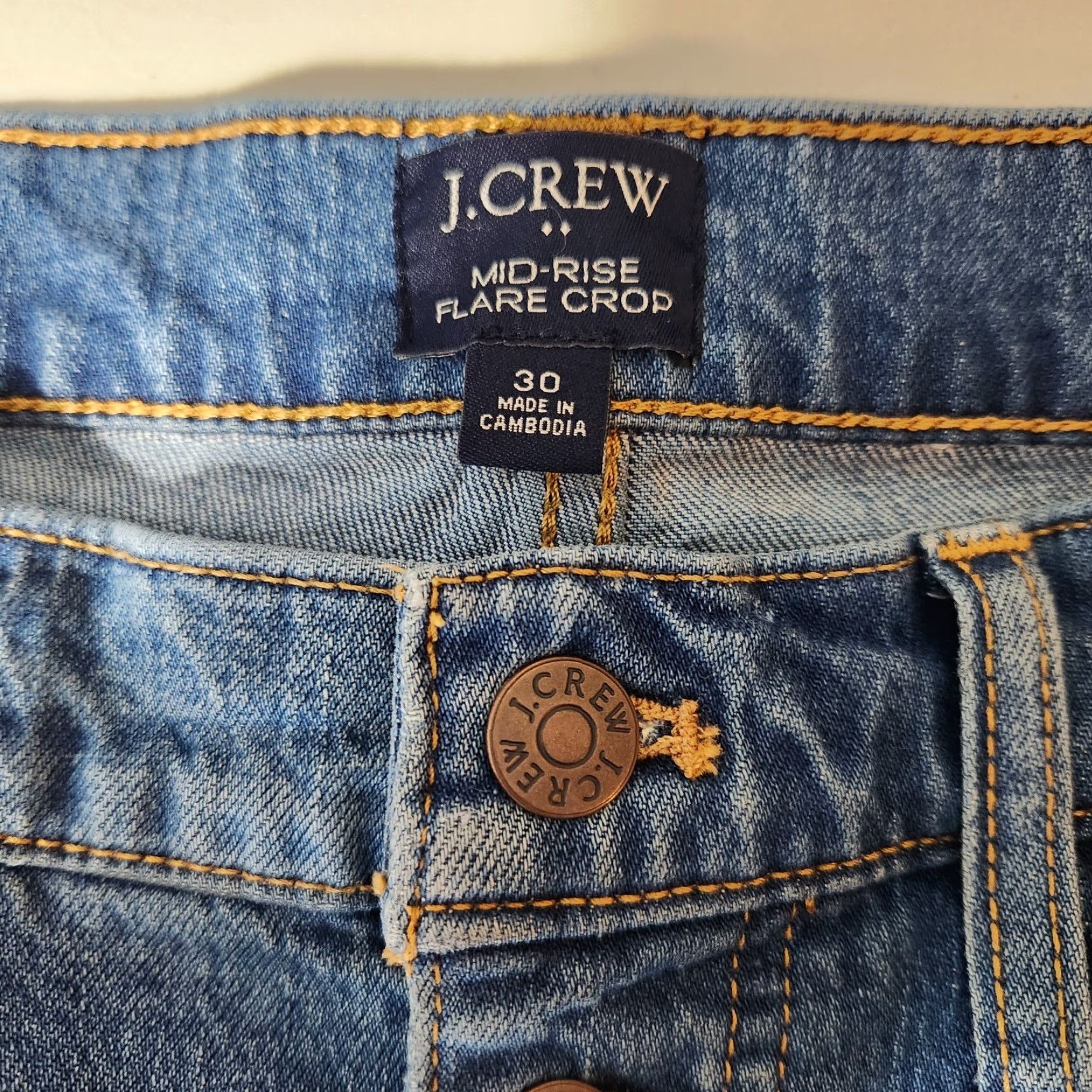 J.Crew J.CREW Mid Rise Flare Exposed Button Fly Crop Jeans 2022-Size 30 Blue Women Size 30" / US 8 / IT 44 - 7 Thumbnail