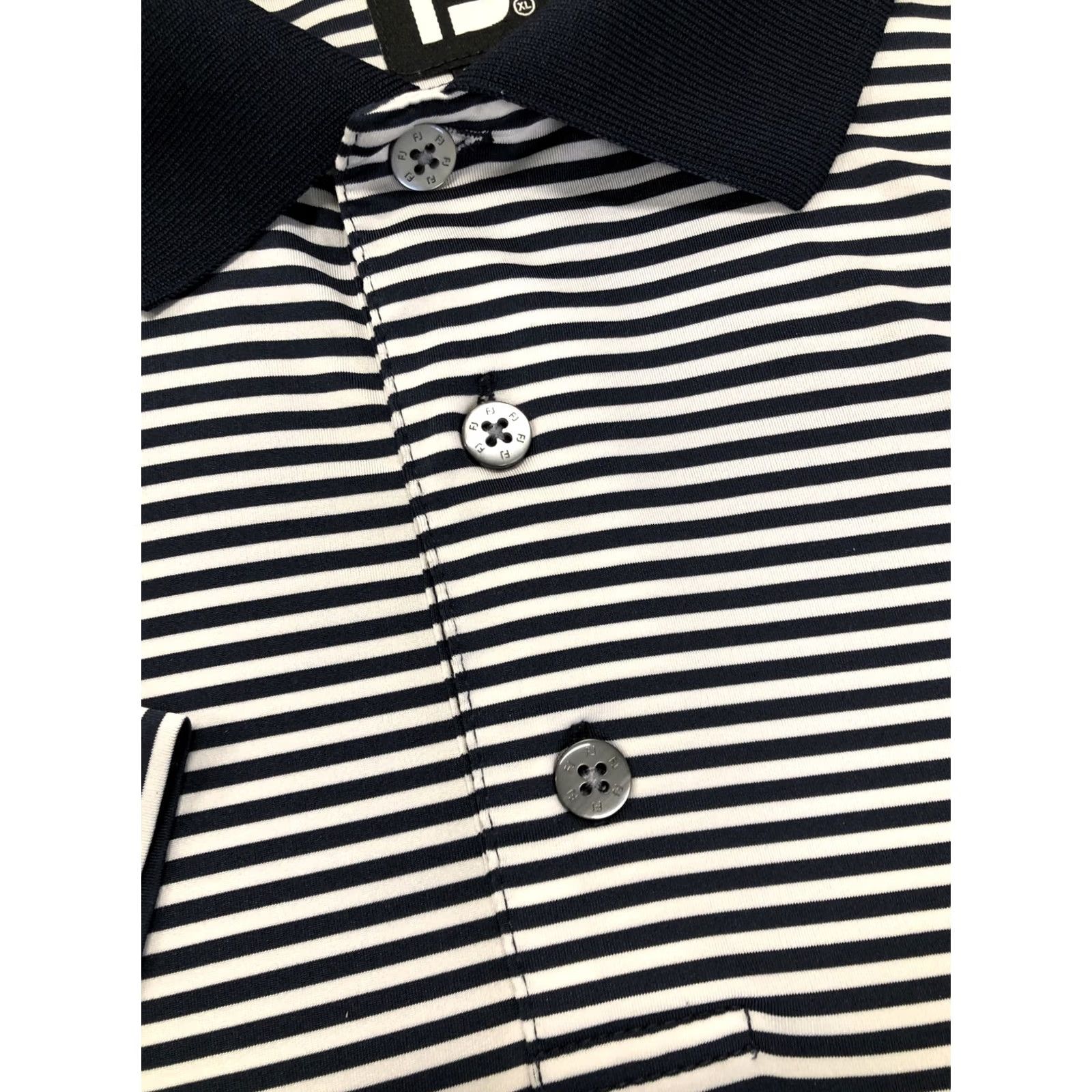 Footjoy FOOTJOY Shirt Mens XL GOLF Polo POLYESTER SPANDEX Blue White Striped Size US XL / EU 56 / 4 - 5 Thumbnail