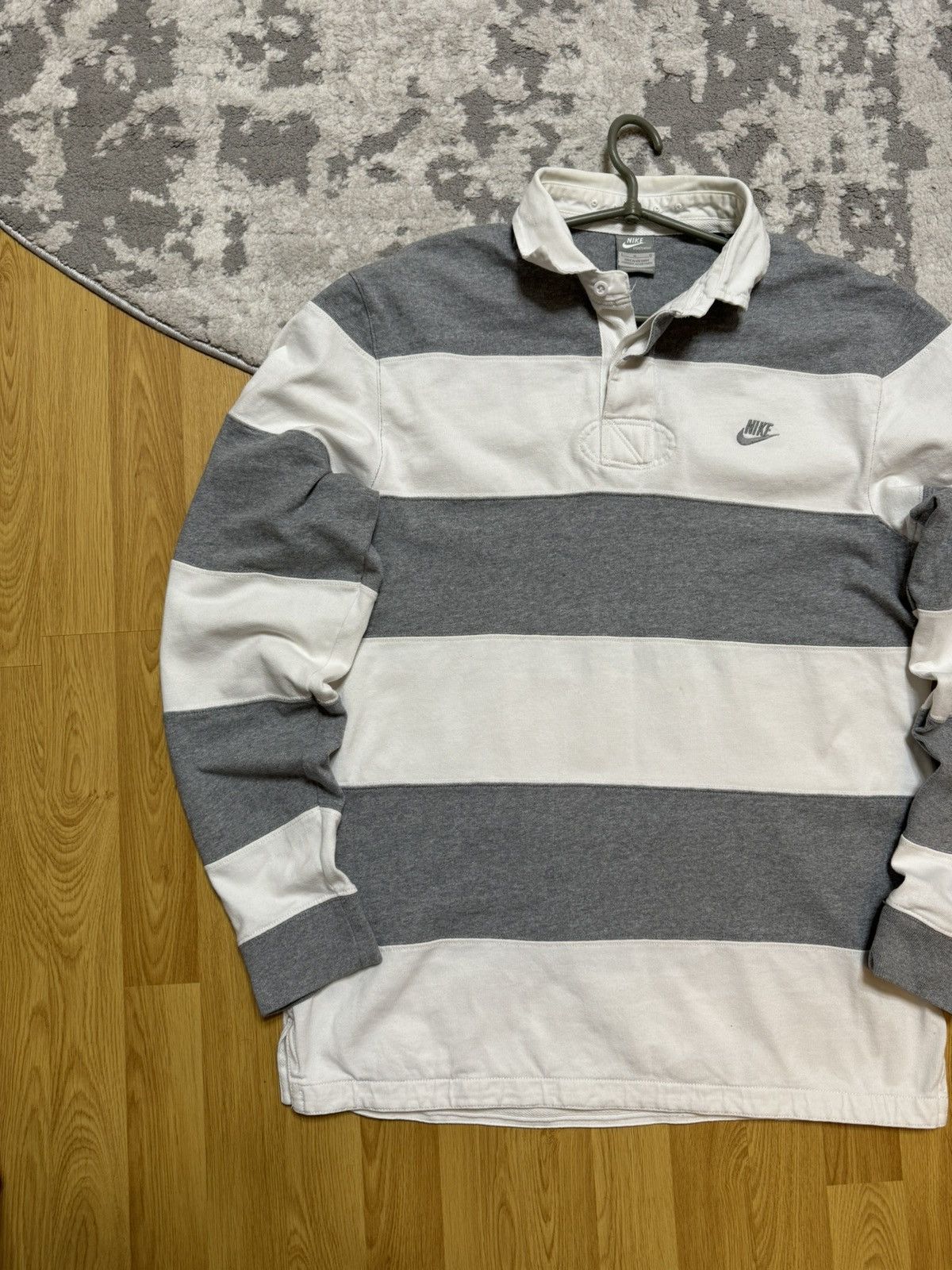 Nike × Vintage Vintage Nike Striped Rugby Shirt Jersey Logo y2k Longsleeve Size US L / EU 52-54 / 3 - 4 Thumbnail