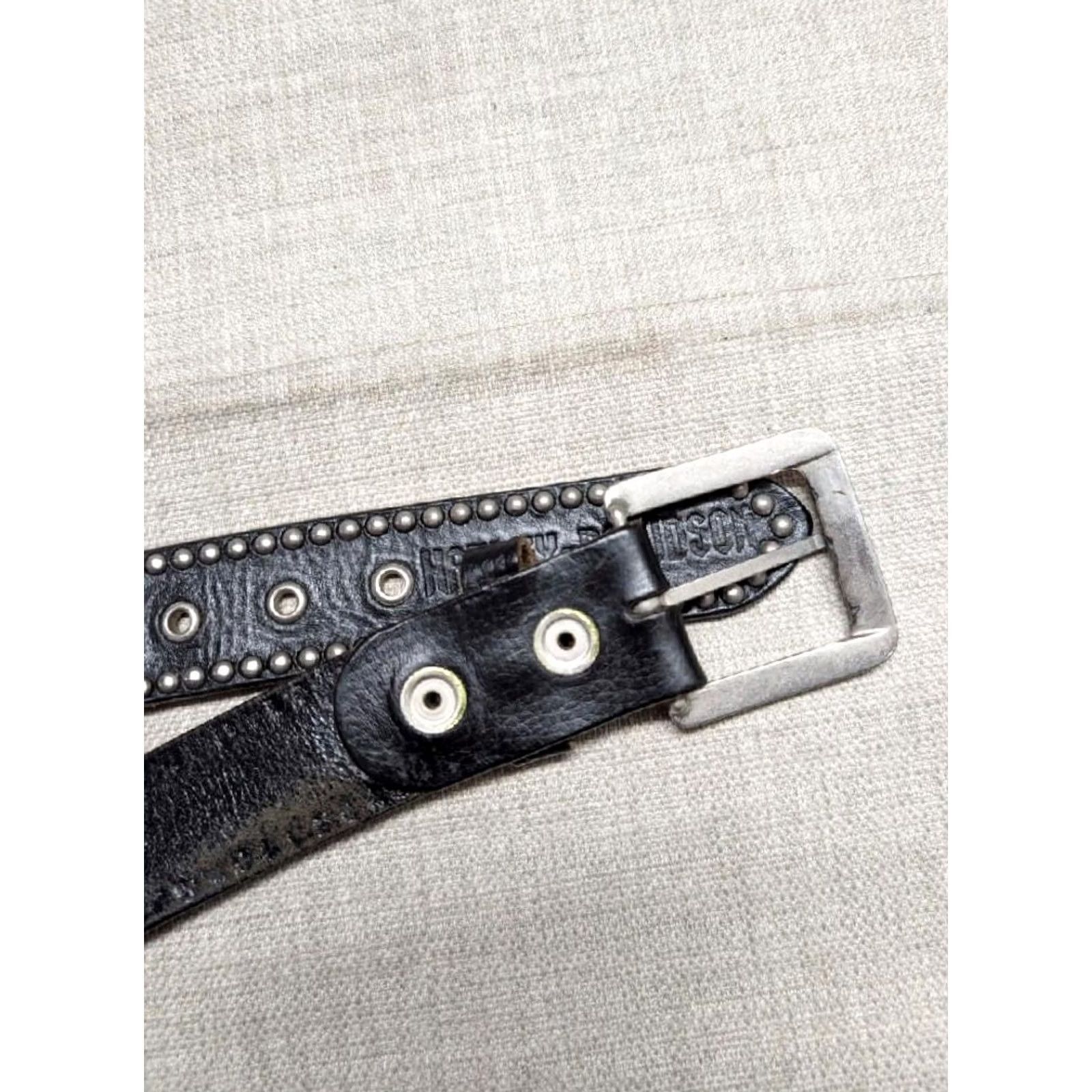 Harley Davidson VINTAGE Harley-Davidson belt Concho Western buckle belt Mens 38 Black Leather Studded belt western style Size 38 - 3 Thumbnail