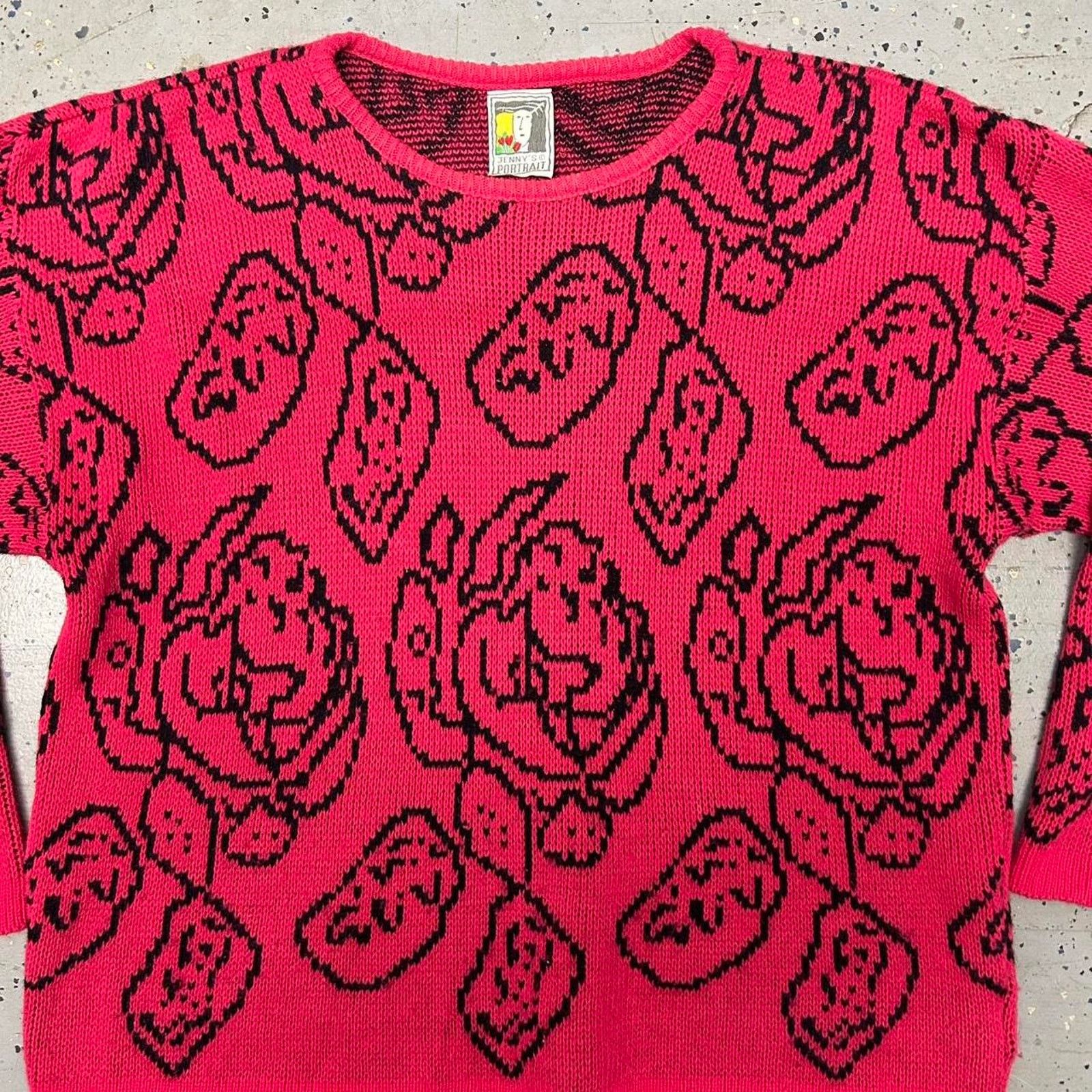 Other VTG Red and black floral crewneck sweater Size L / US 10 / IT 46 - 2 Thumbnail