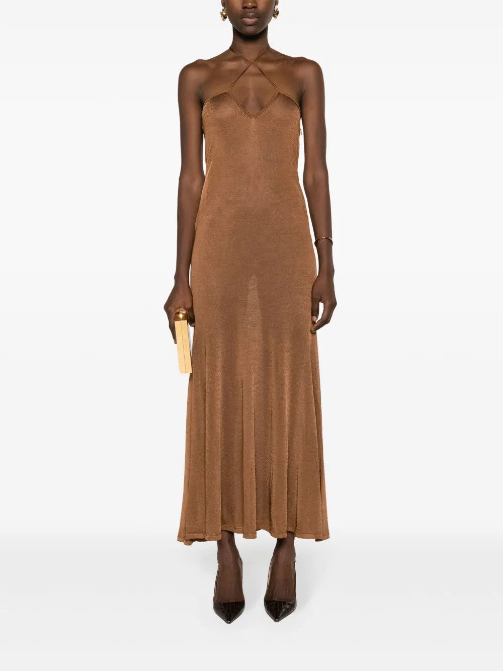 Tom Ford o1y0126 Maxi Dress in Brown Size M / US 6-8 / IT 42-44 - 5 Thumbnail