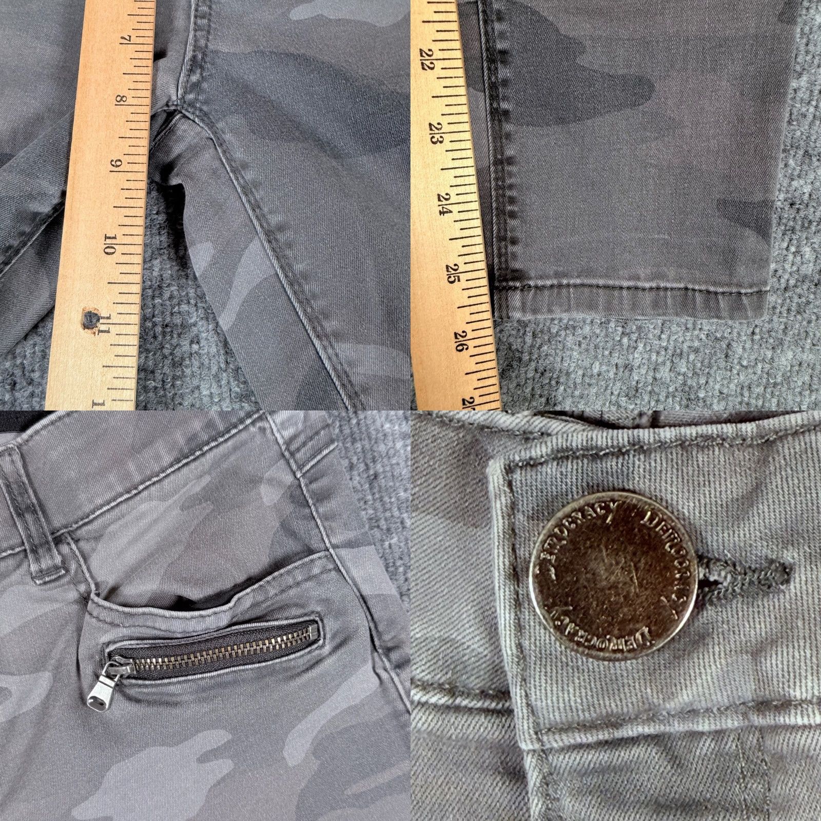 Vintage Democracy Ab Solution Camo Gray Skinny Ankle Zip Women's Pants Size 6 Slimming Size 28" / US 6 / IT 42 - 8 Thumbnail
