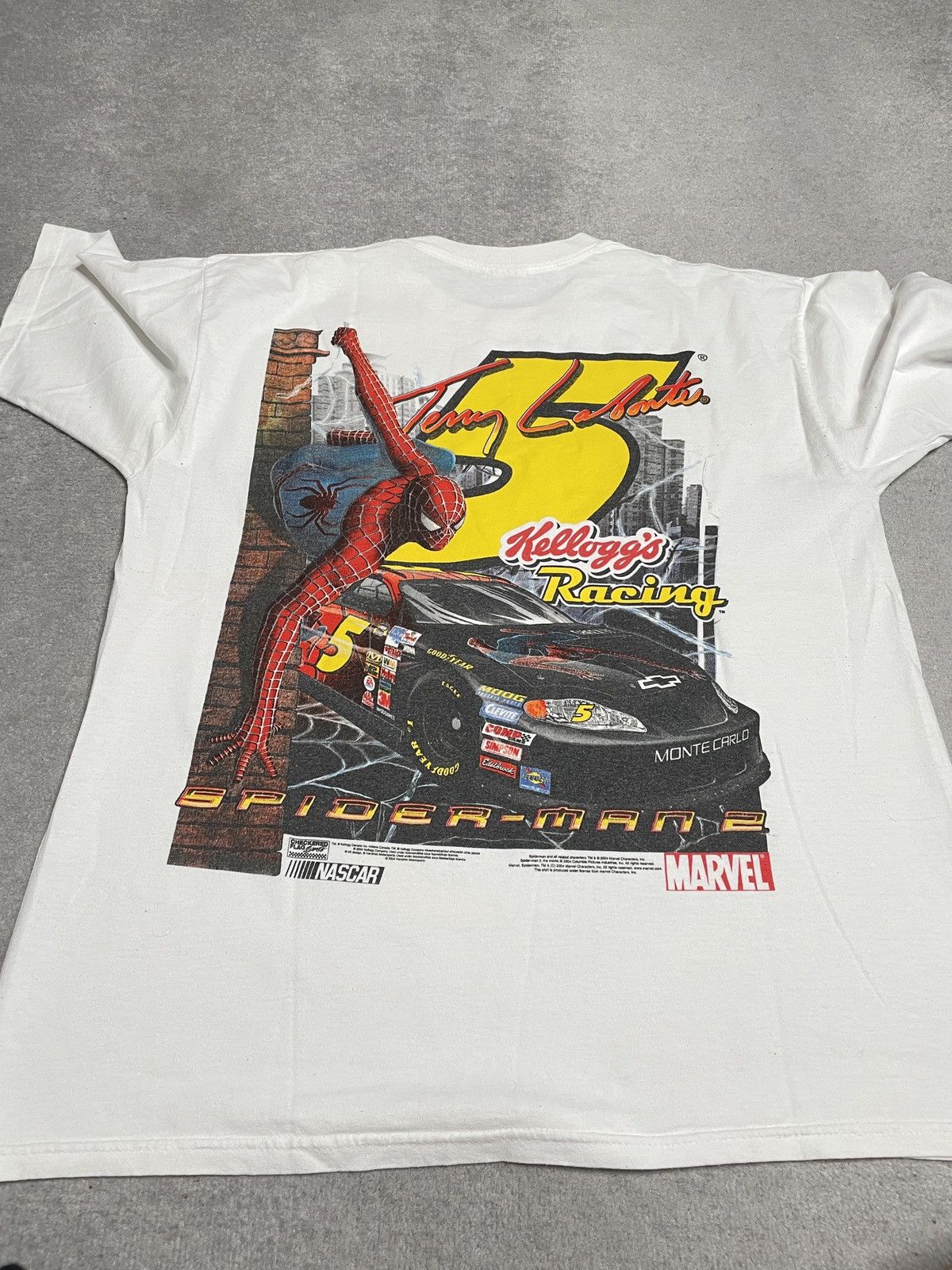 NASCAR Vintage White T-Shirt Tee Racing Spider-Man Terry Labonte Size US XL / EU 56 / 4 - 5 Thumbnail