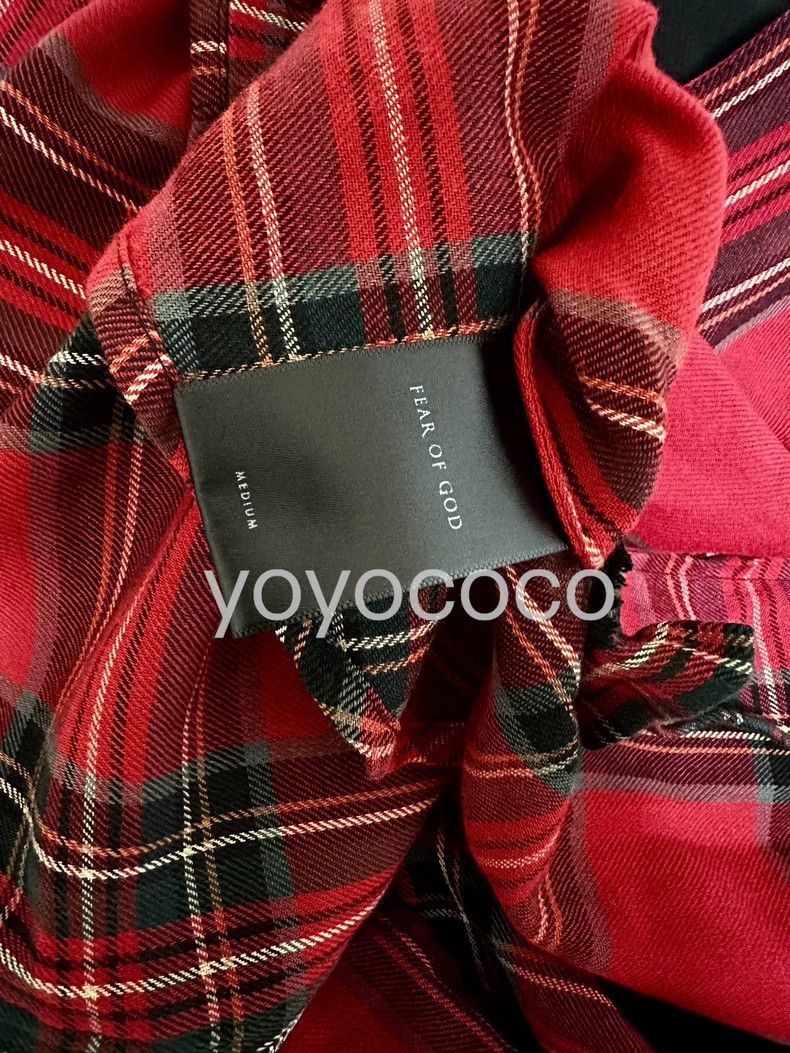 Fear of God Fear of God Flannel red plaid shoulder shirt Size US M / EU 48-50 / 2 - 7 Thumbnail