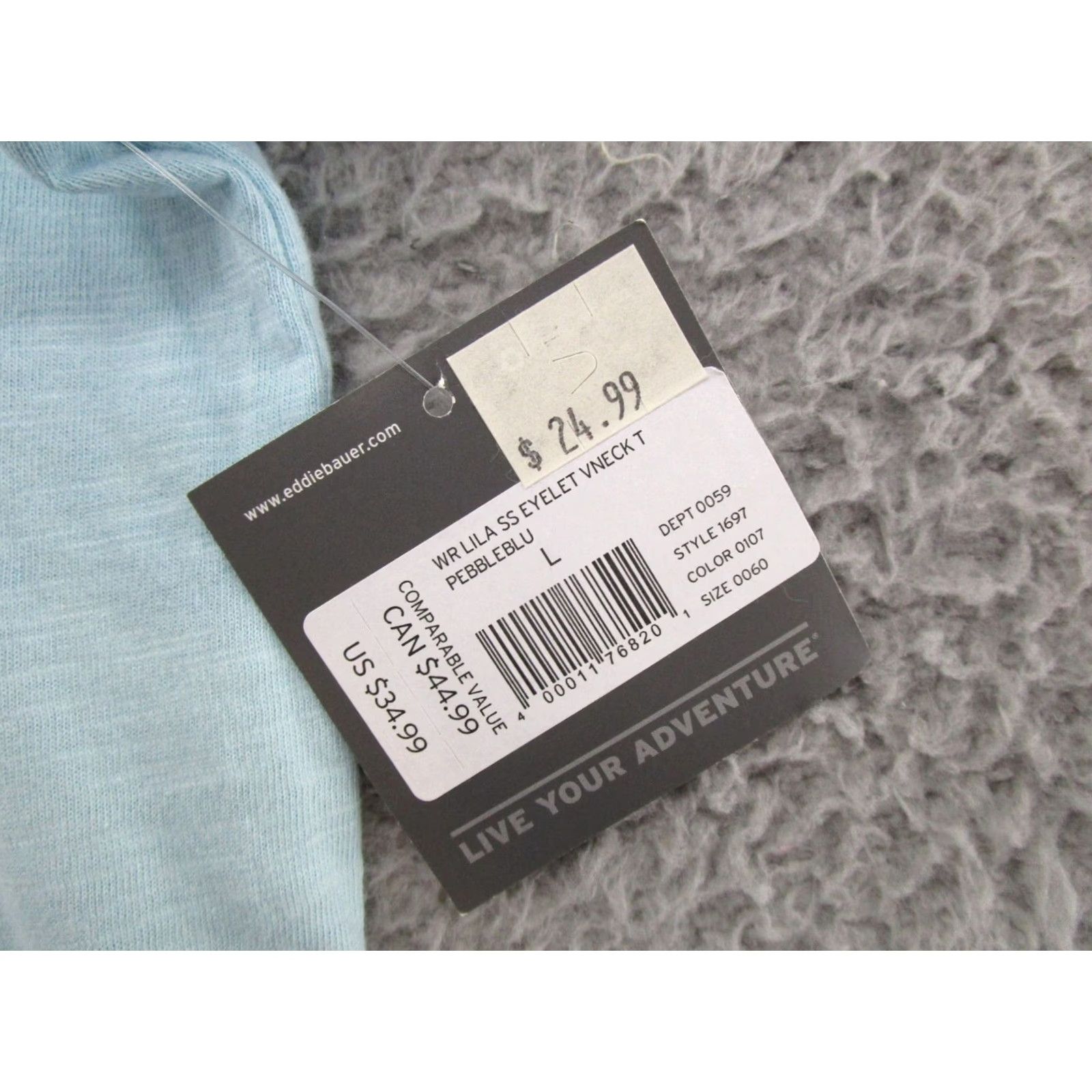 Eddie Bauer Eddie Bauer Women's V-Neck Eyelet Blue T-Shirt Size L 100% Cotton NEW Size L / US 10 / IT 46 - 3 Thumbnail