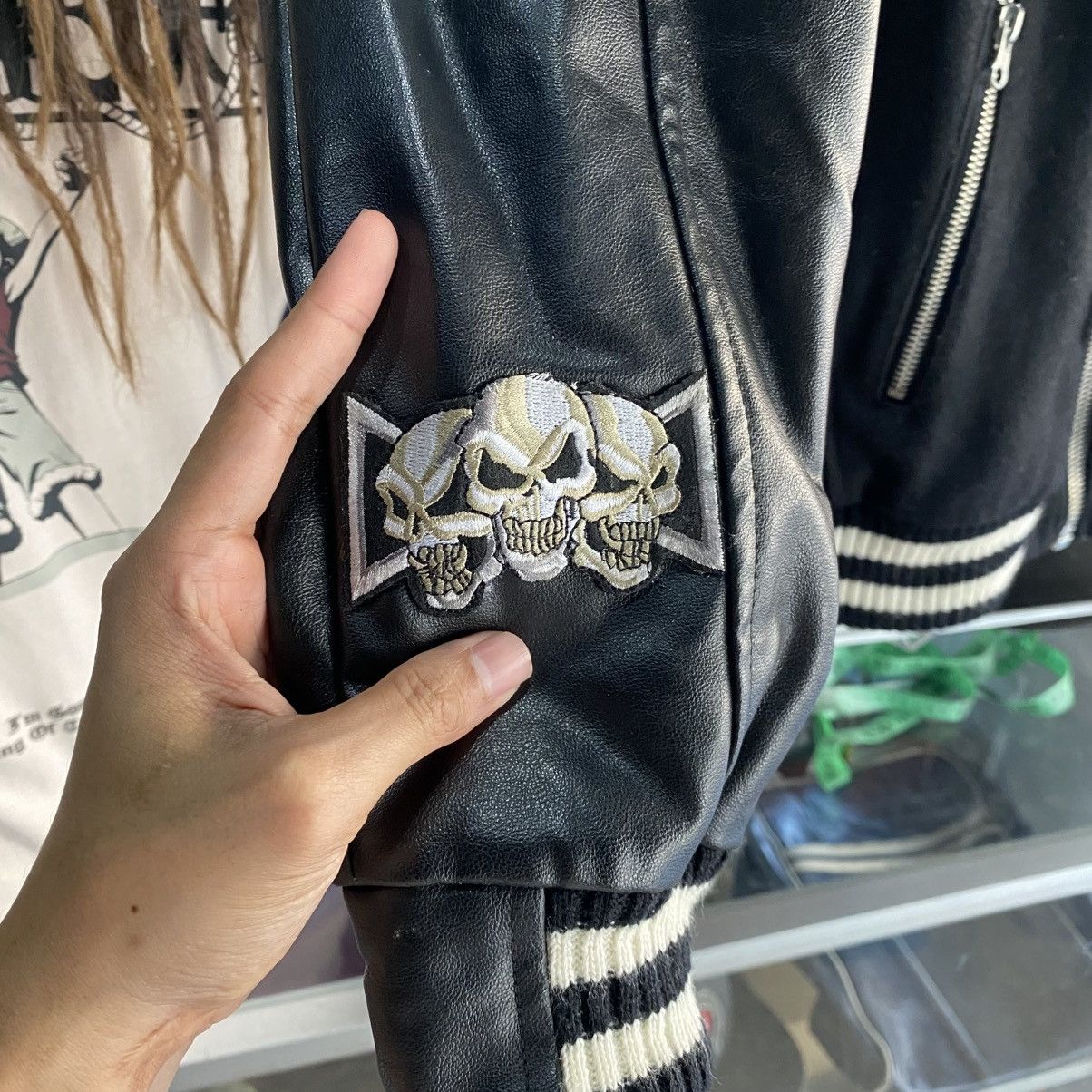 In The Attic n The Attic Leather Sleeve Biker Jacket Moto Varsity Hybrid Size US M / EU 48-50 / 2 - 7 Thumbnail