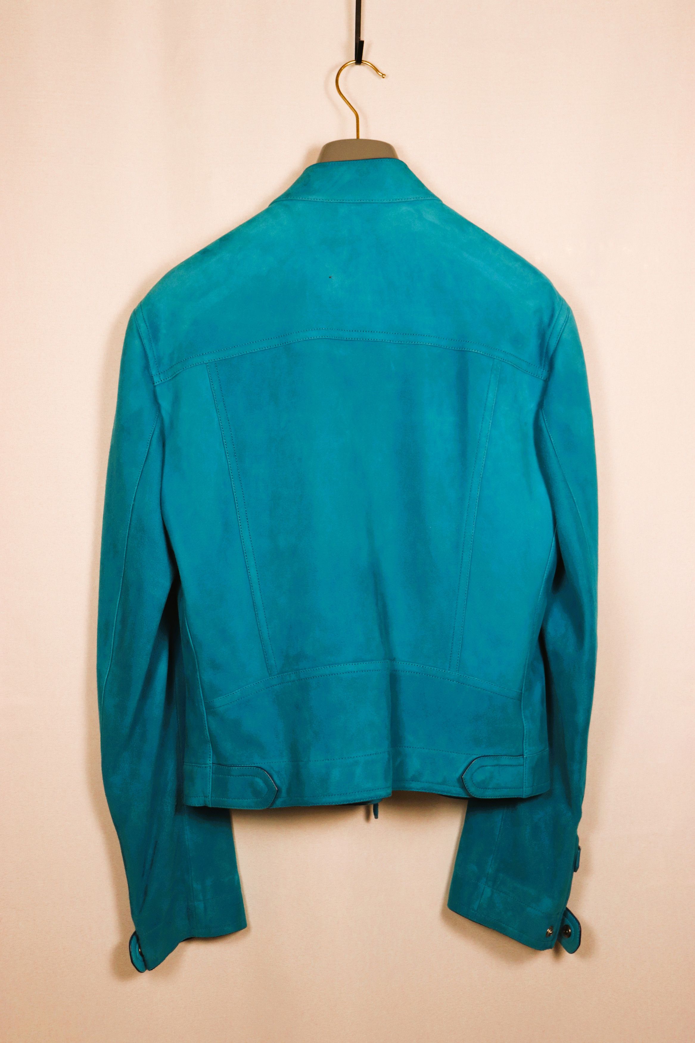 Tom Ford Tom Ford Lambskin Biker Jacket - Rare Teal IT50 BE420/TFL576 Size US M / EU 48-50 / 2 - 3 Thumbnail