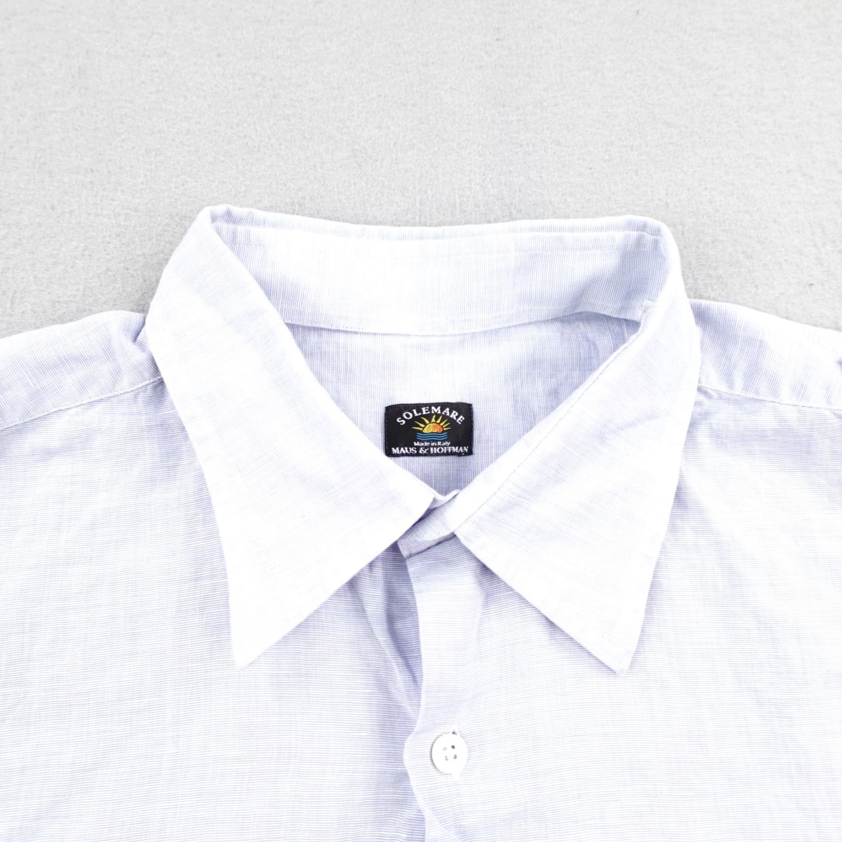 Vintage VINTAGE Solemare Maus & Hoffman Shirt Mens XL Blue Linen Blend Button Front Made Italy Size US XL / EU 56 / 4 - 2 Thumbnail