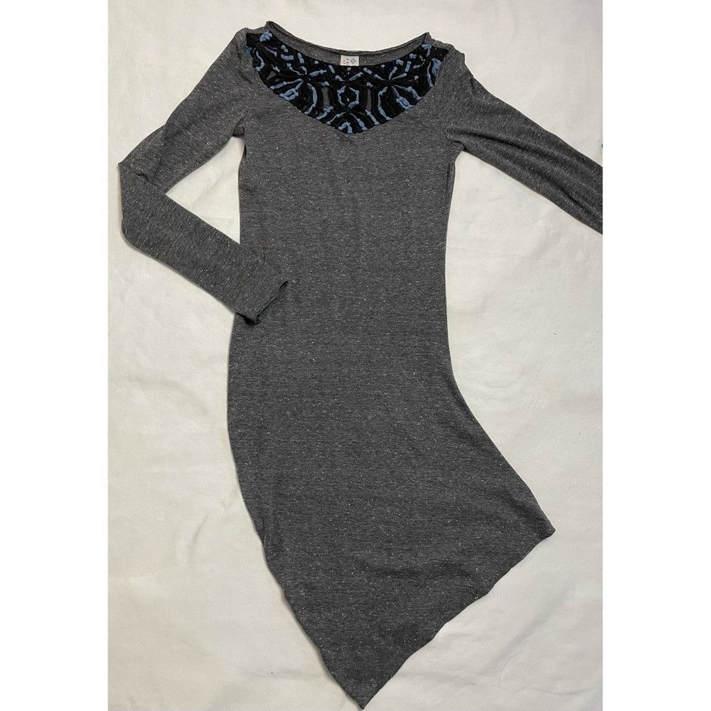 Free People Free People Crochet Trim Asymmetrical Grey Dress Size S Size S / US 4 / IT 40 - 6 Thumbnail