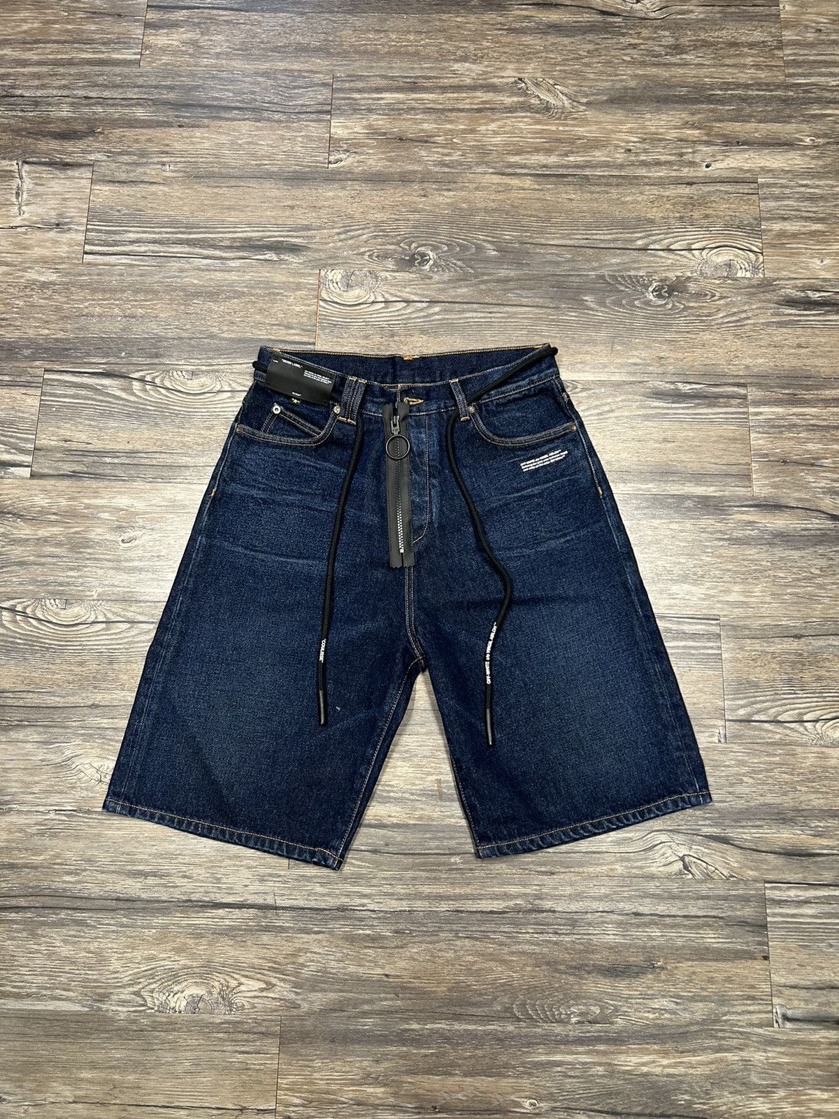 image of Off White Off-White Denim Shorts in Navy, Men's (Size 32)