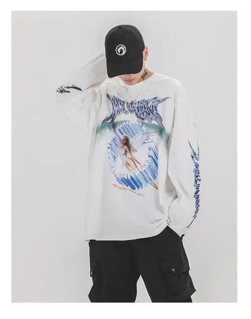 Japanese Brand Fly Angel Oversized Printed Vintage T-Shirt Long Sleeve Size US M / EU 48-50 / 2 - 2 Thumbnail