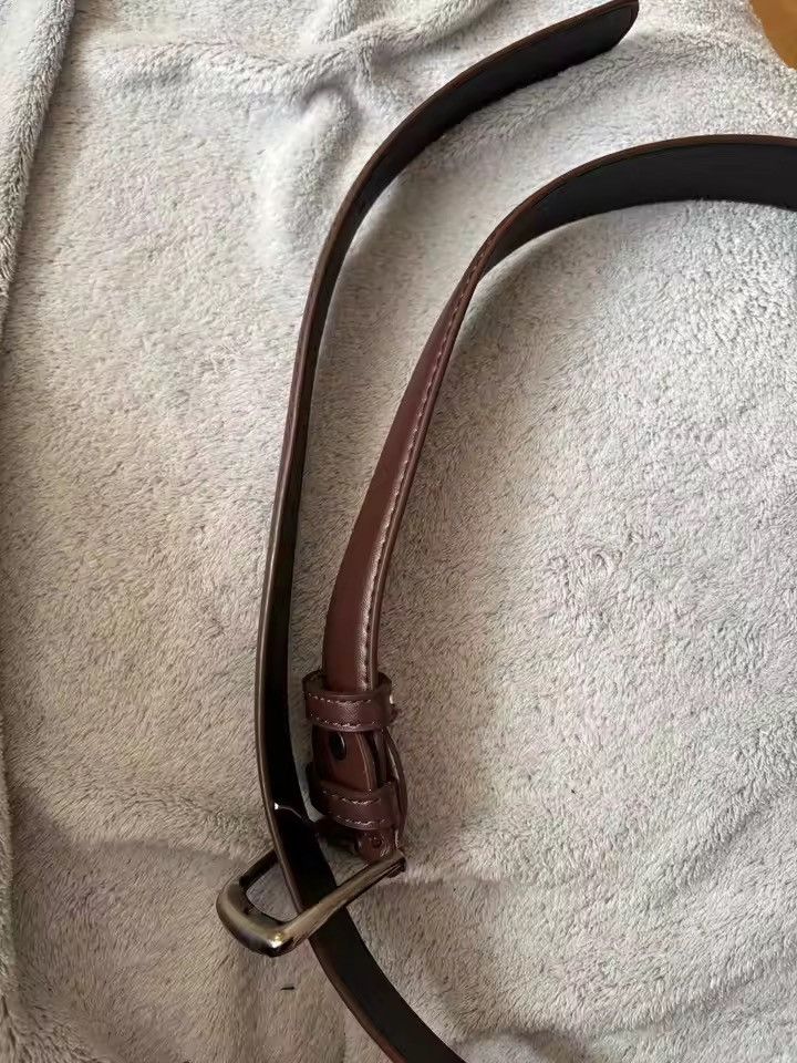 Japanese Brand BROWN PU Leather Belt - Length 105cm, Width 2.8cm | Sleek Size ONE SIZE - 4 Thumbnail