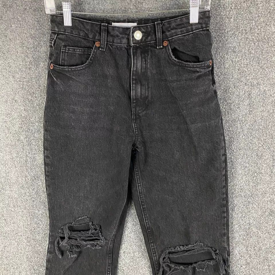 Zara Zara Jeans Women's 4 Charcoal Wash Ripped Mom Denim Size 27" / US 4 / IT 40 - 2 Thumbnail