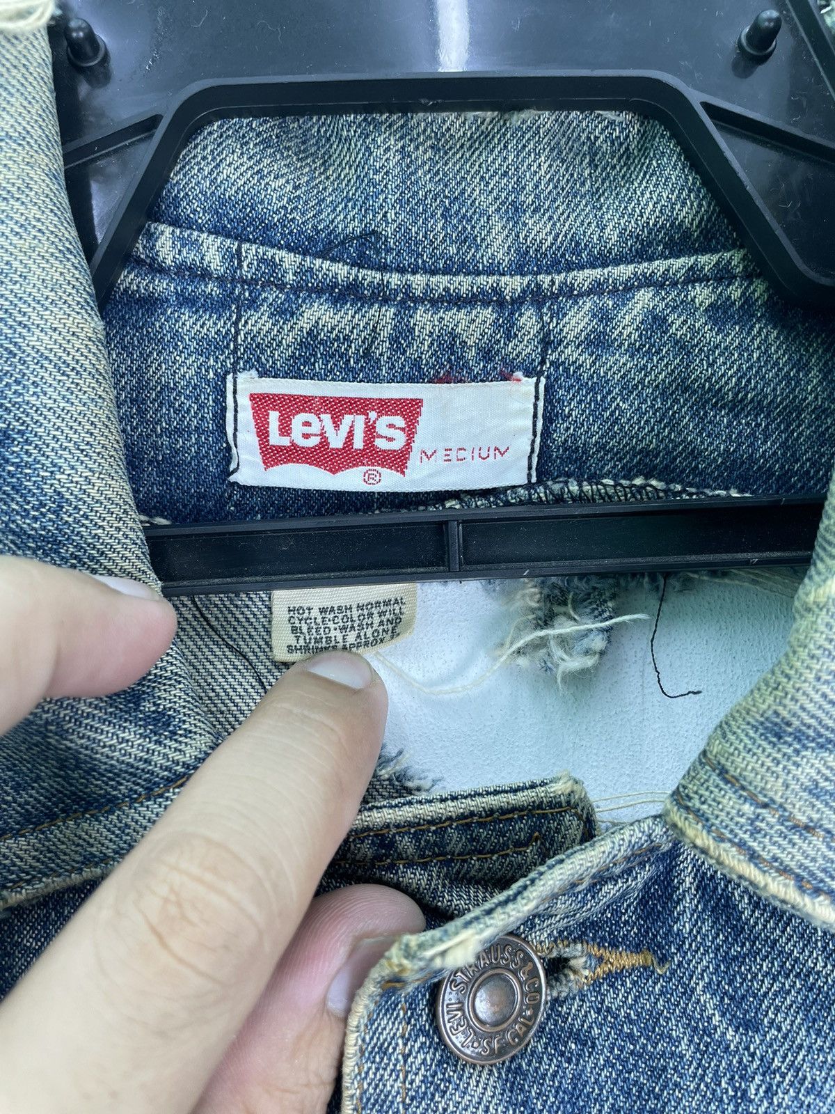 Levi's × Vintage Vtg 80s Levis orange tab distressed jacket coat Size M / US 6-8 / IT 42-44 - 13 Thumbnail