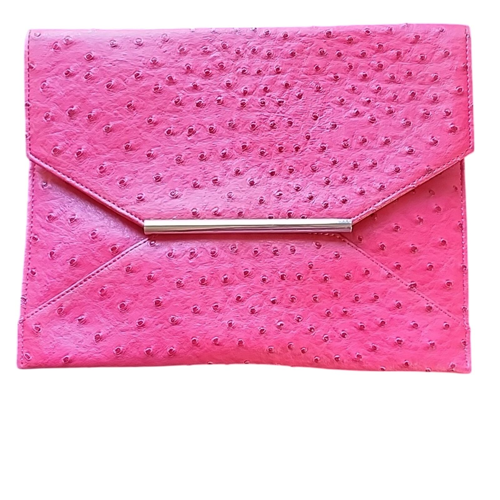 Merona Merona hot pink faux ostrich envelope clutch bag Size ONE SIZE - 1 Thumbnail