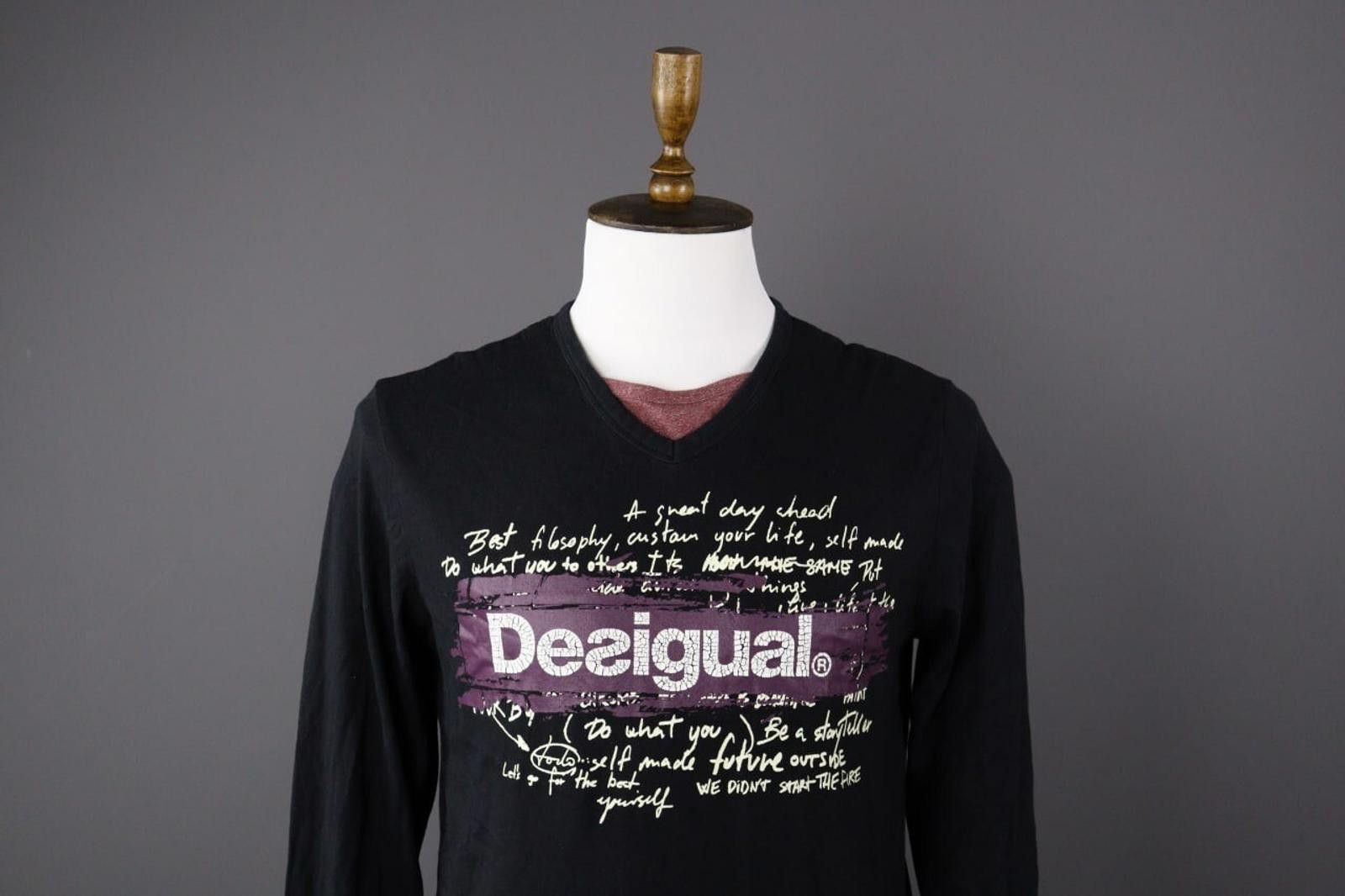 Desigual Desigual Black Big Logo Long Sleeve Top Shirt Size M Size US M / EU 48-50 / 2 - 2 Thumbnail