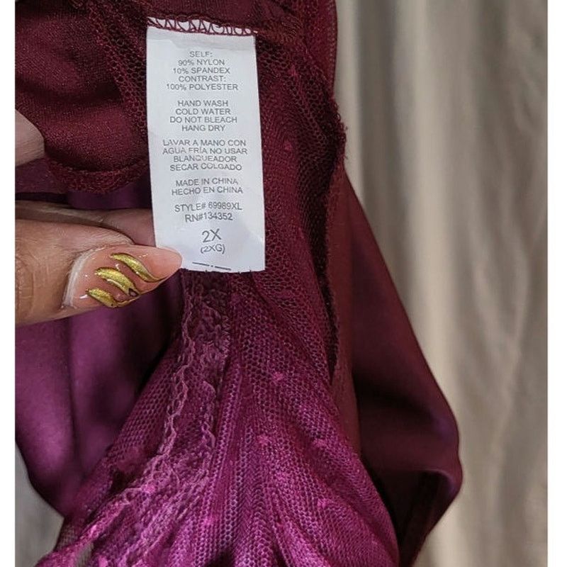Other Ambiance Wine Red Lace Sheer Bodysuit Size 2X Size XXL / US 16-18 / IT 52-54 - 5 Thumbnail