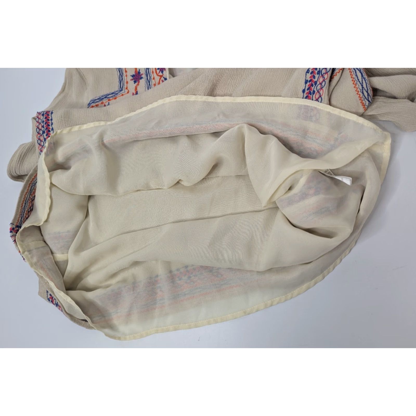 Anthropologie VINTAGE THML Anthropologie Embroidered Womens M Tunic Top Beige Shirt 3/4 Sleeve Lined Size M / US 6-8 / IT 42-44 - 7 Thumbnail