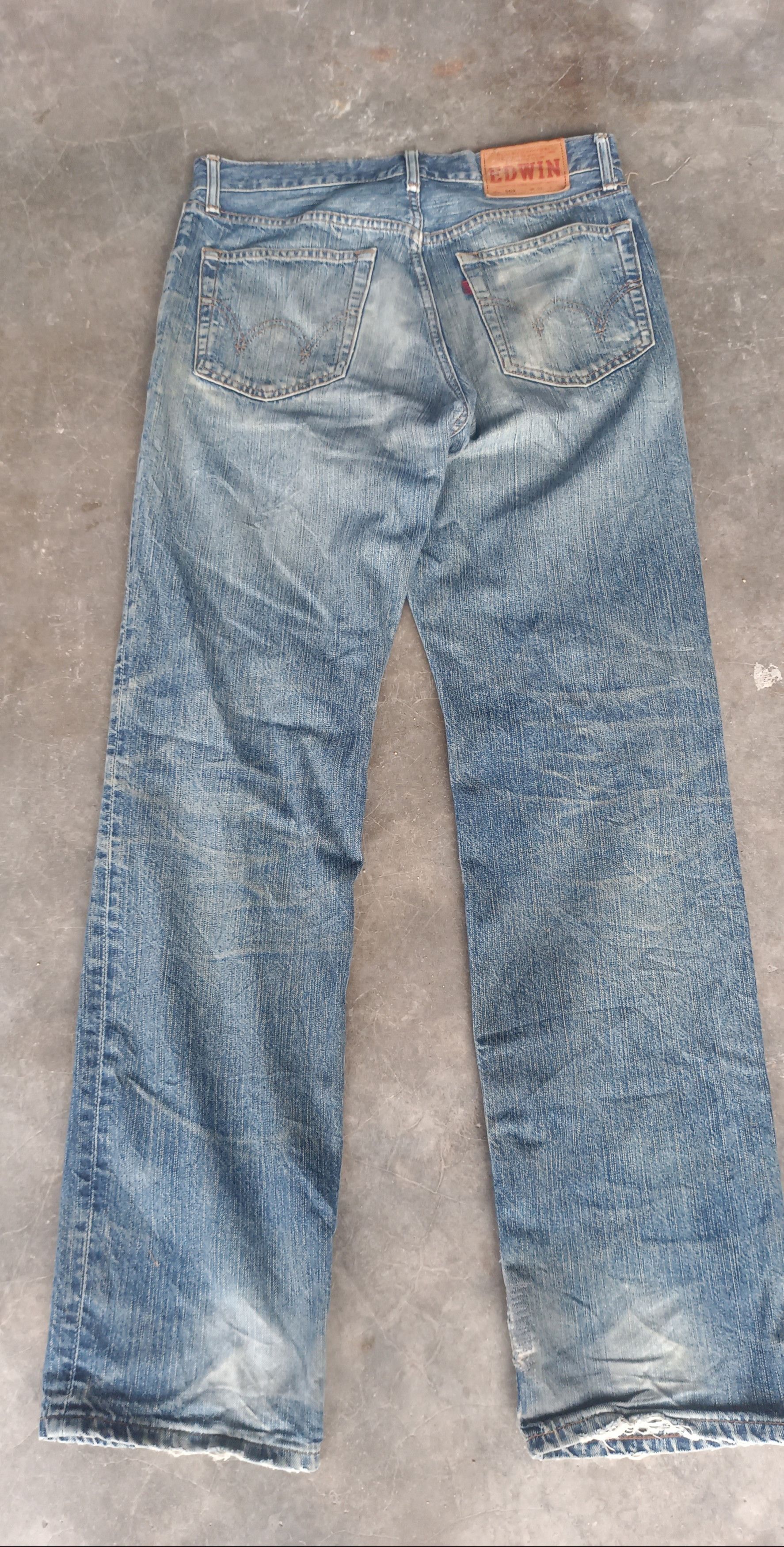 Edwin × Vintage Vintage💥 Edwin 503 REBEL Regular Distressed jeans Size US 31 - 8 Thumbnail