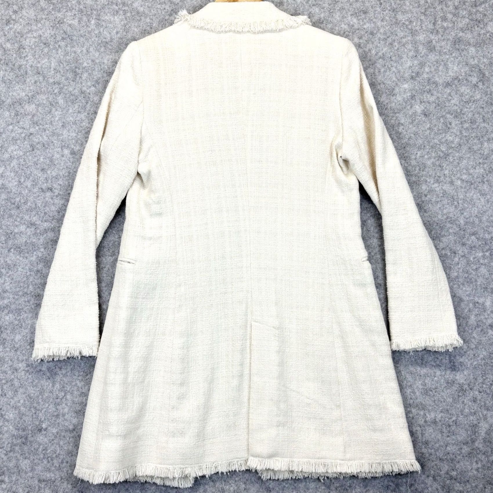 Massimo Dutti VINTAGE Massimo Dutti Coat UK10 Cream Double Breasted Fray Hem/Cuffs Mid-Length Woman Breasted Coat Winter Autumn Spring 6047 Mens/Womens Size L / US 10 / IT 46 - 2 Thumbnail