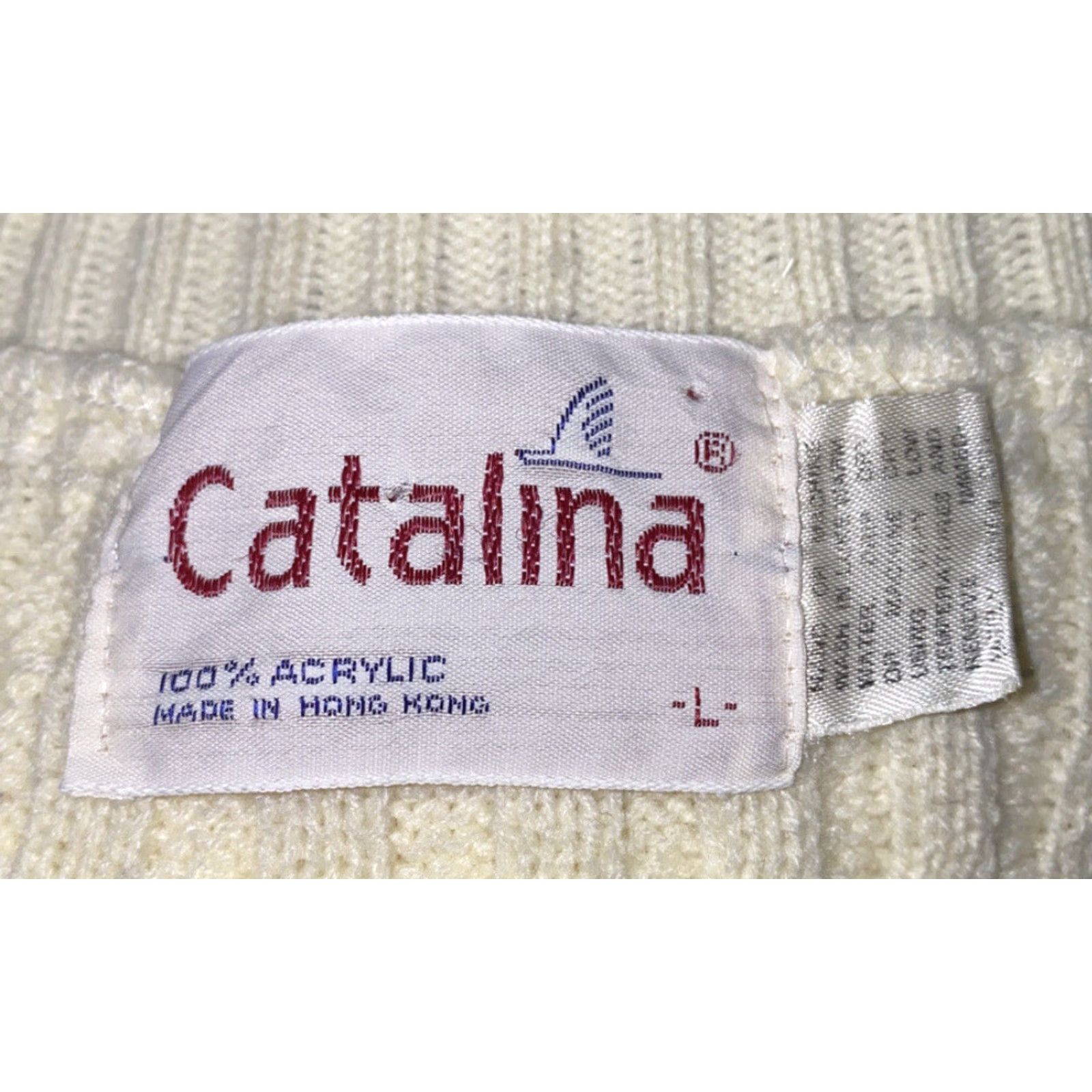 Catalina VINTAGE Catalina Sweater L Beige Acrylic V-Neck Mens Size US L / EU 52-54 / 3 - 5 Thumbnail