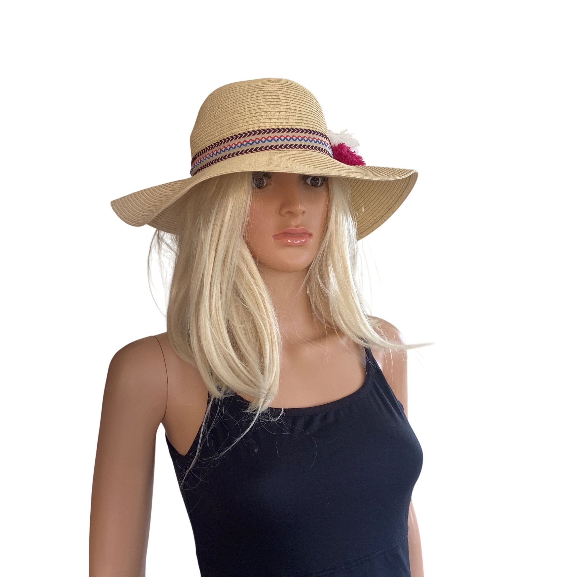 Other NWOT INC International Concepts Pom-Pom Floppy Hat Natural O Size ONE SIZE - 1 Thumbnail