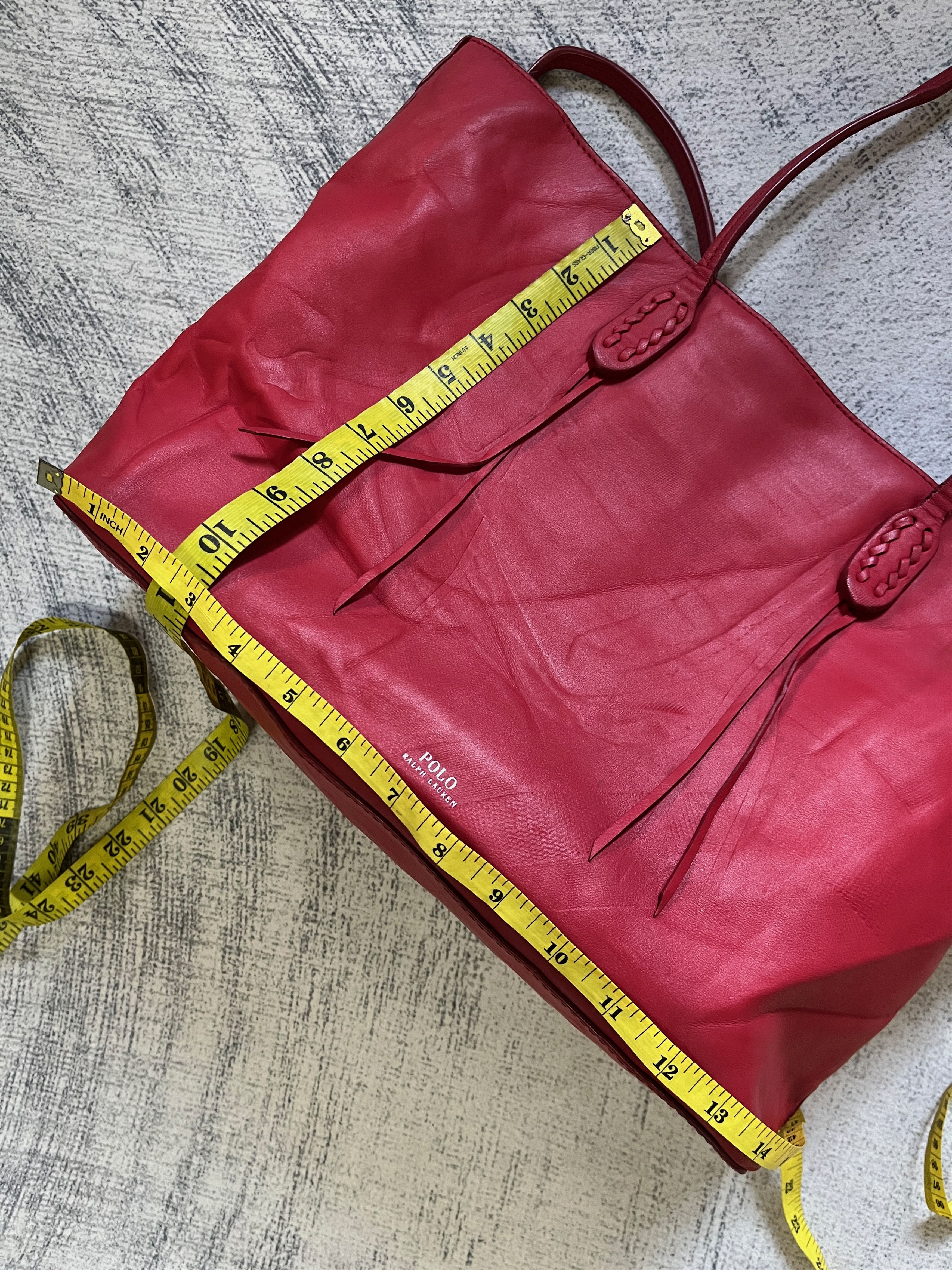 Polo Ralph Lauren Polo RL Full Leather in Red Tote Shoulder Bag Size ONE SIZE - 17 Thumbnail