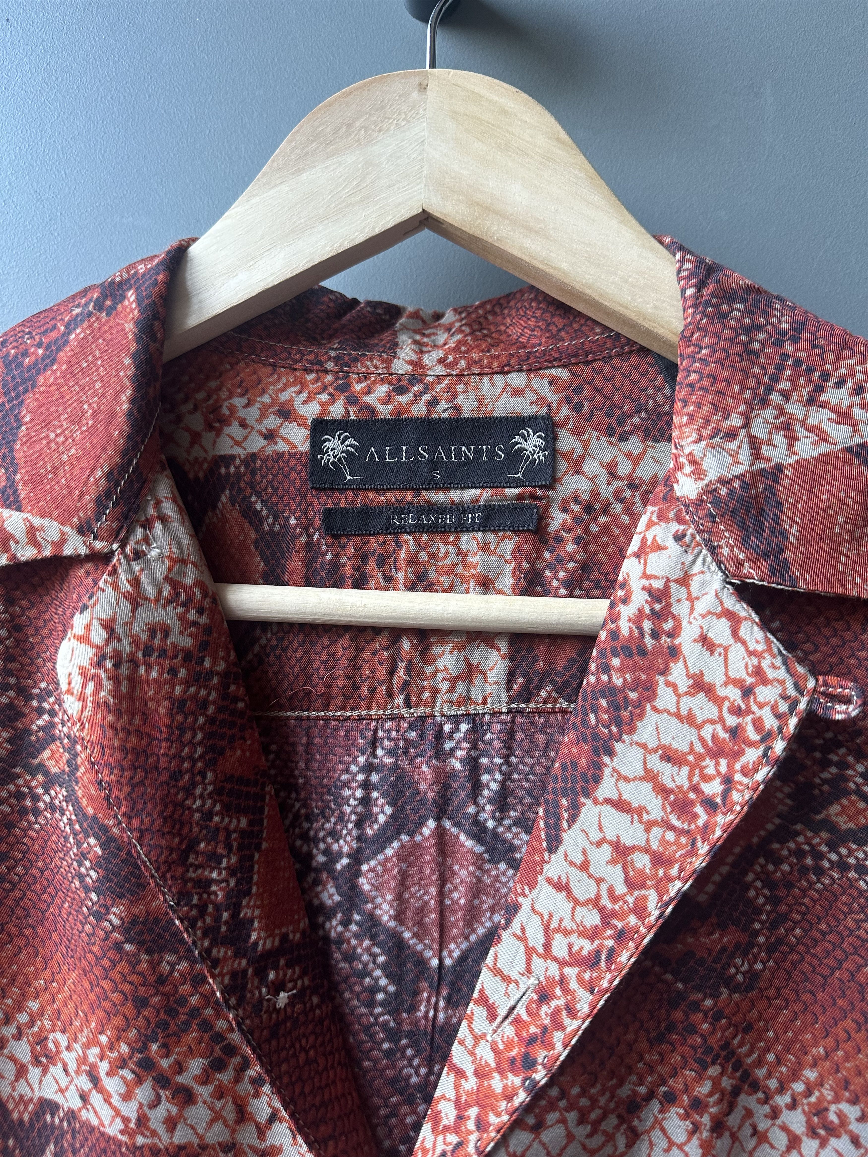Allsaints Allsaints EXO Snakeskin Printed Open Collar Viscose Shirt Size US S / EU 44-46 / 1 - 4 Thumbnail