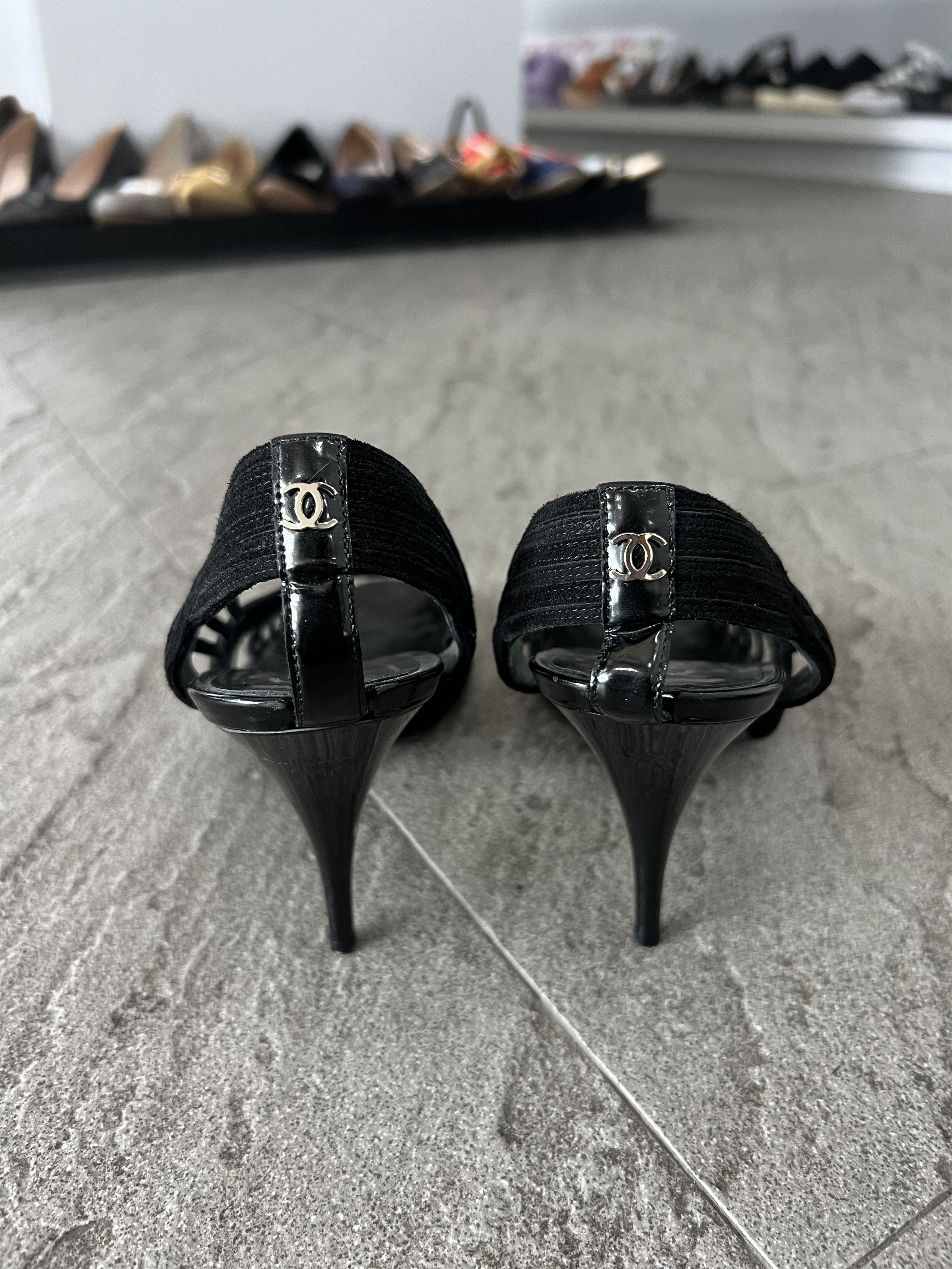 Chanel Chanel Black Strappy Slingback Heels CC Logo EU37 Size US 7 / IT 37 - 6 Thumbnail