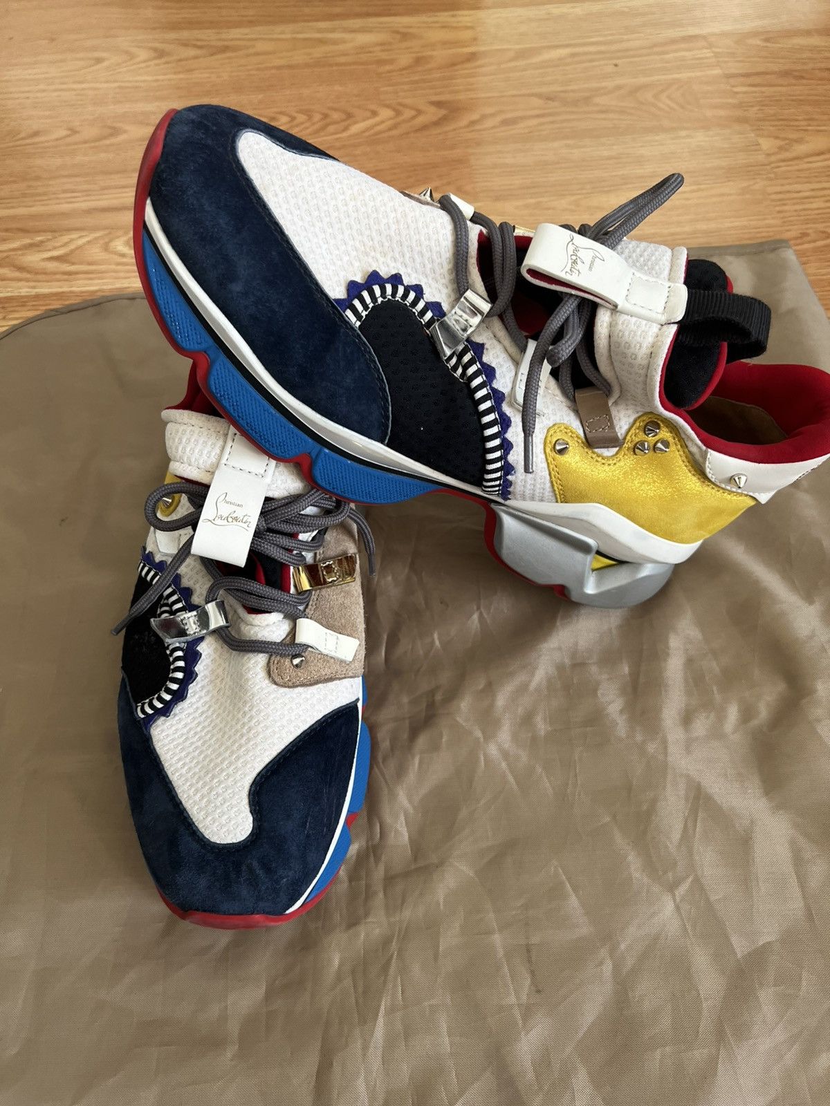 Christian Louboutin Christian Louboutin Red Runner 'Yellow Black Blue' size 42 Size US 9 / EU 42 - 1 Thumbnail