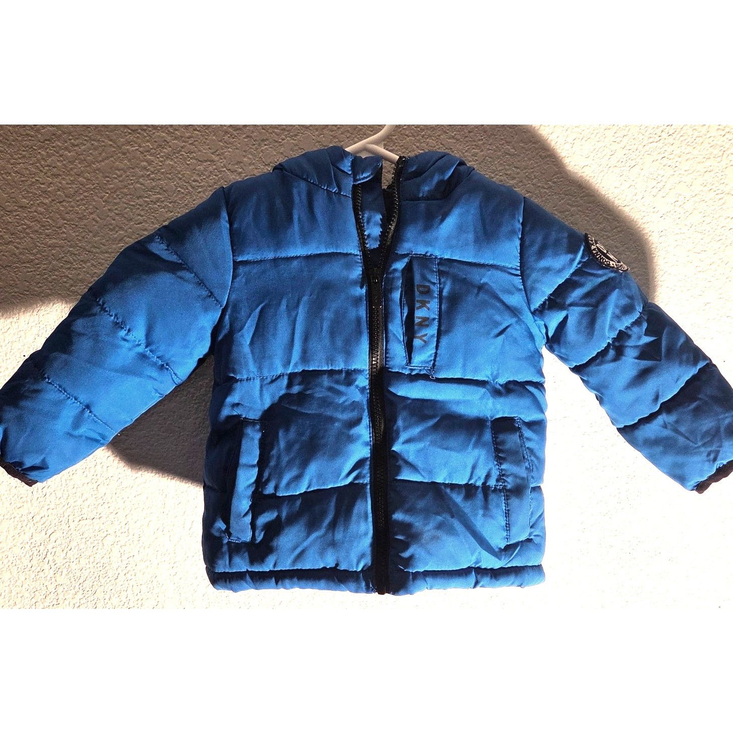 DKNY DKNY Blue & Black Puffy Hoodie Winter Jacket - 18M Size US XXS / EU 40 - 1 Thumbnail