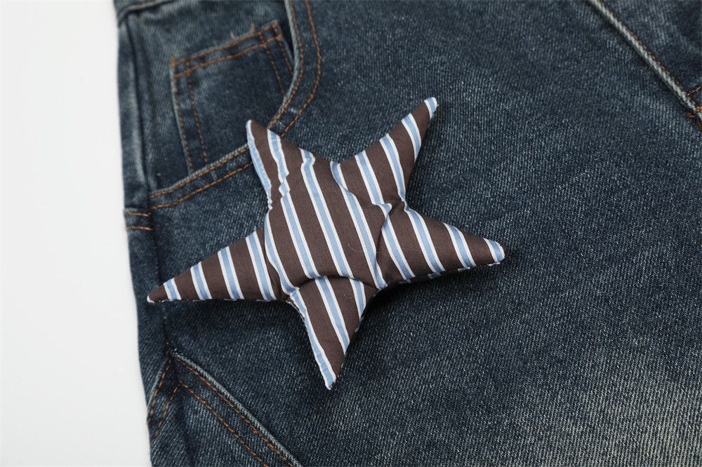 Japanese Brand × Jean Men's street trend wide leg star decorated scimitar jeans Size US 32 / EU 48 - 4 Thumbnail