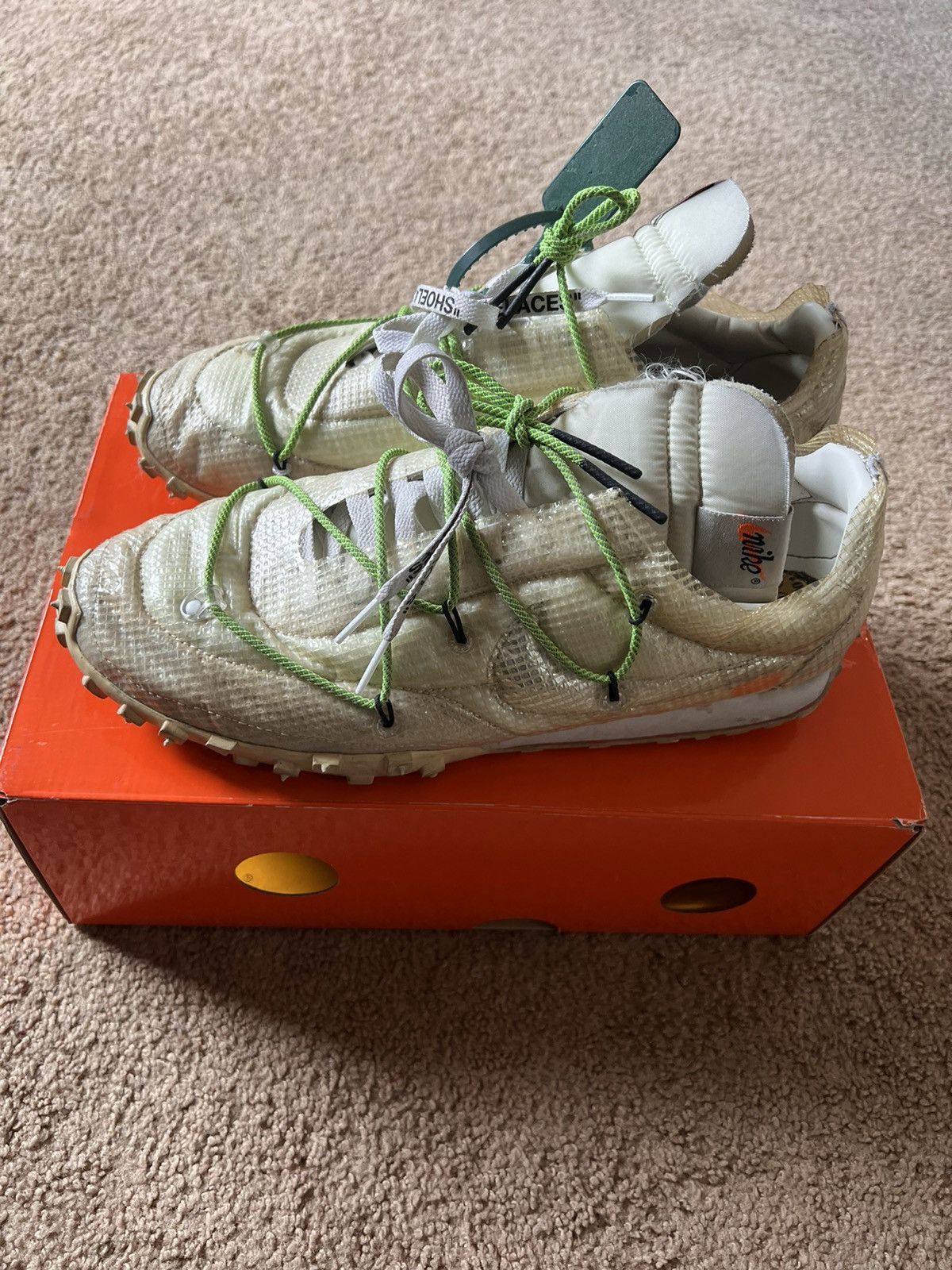 image of Nike Off White Waffle Racer Shoes, Men's (Size 12.5)